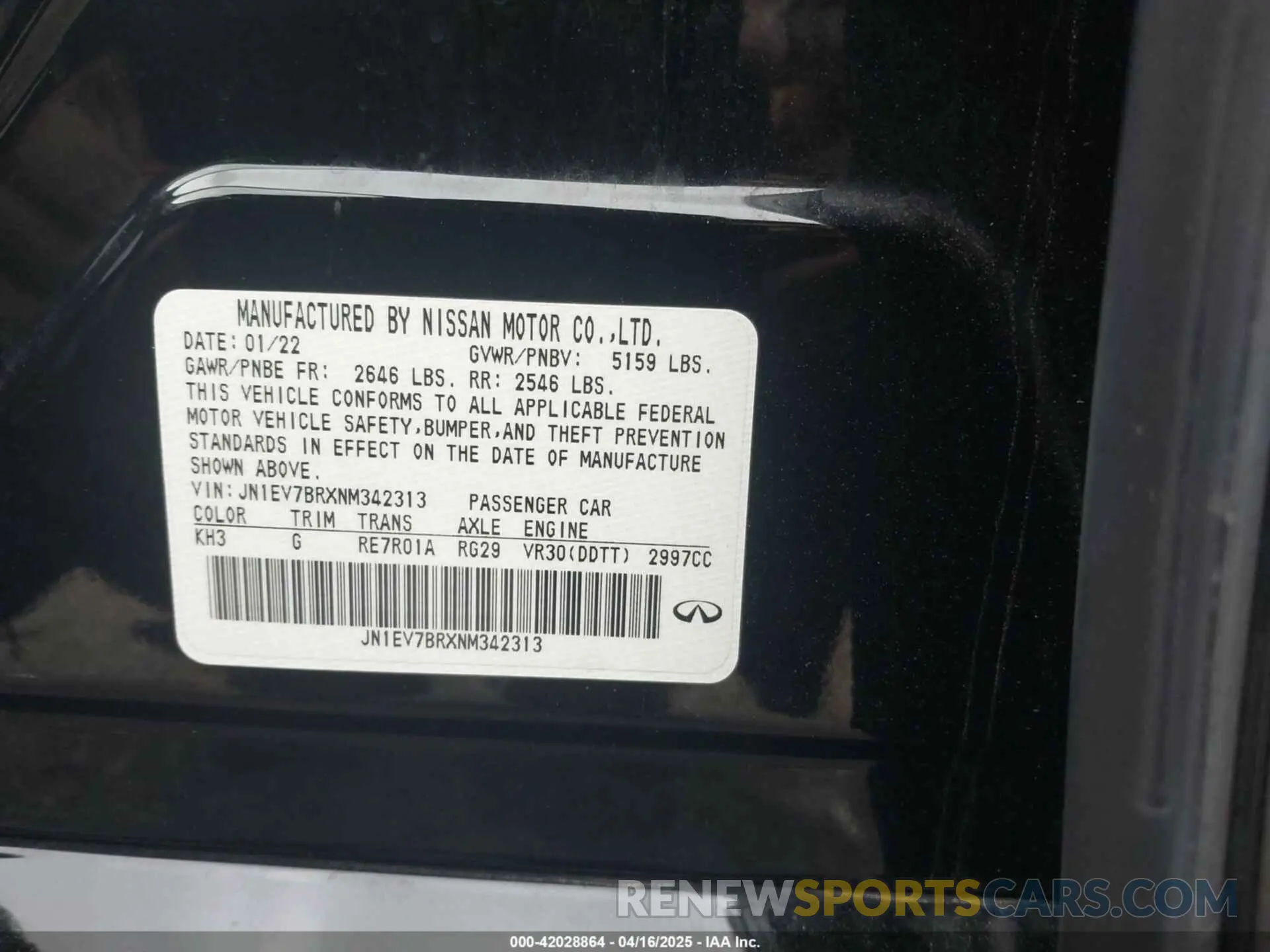 9 Фотография поврежденного автомобиля JN1EV7BRXNM342313 INFINITI Q50 2022