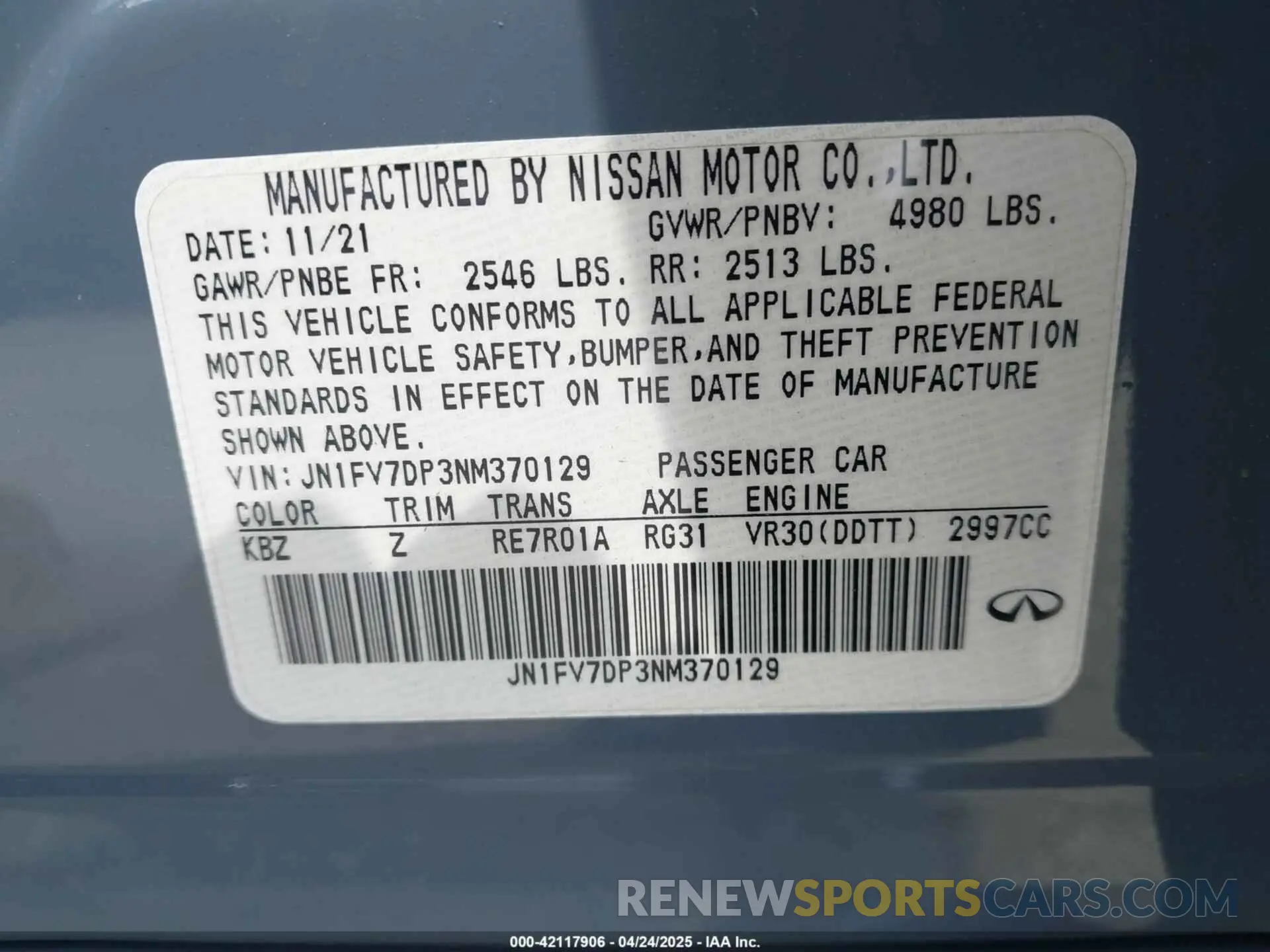 9 Photograph of a damaged car JN1FV7DP3NM370129 INFINITI Q50 2022