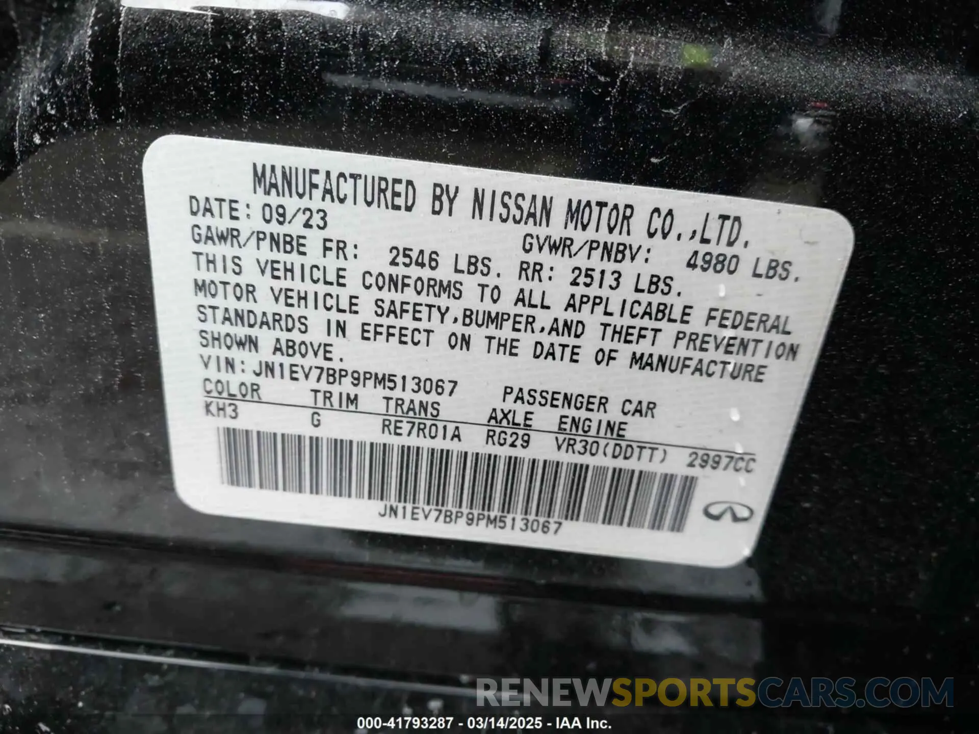9 Photograph of a damaged car JN1EV7BP9PM513067 INFINITI Q50 2023