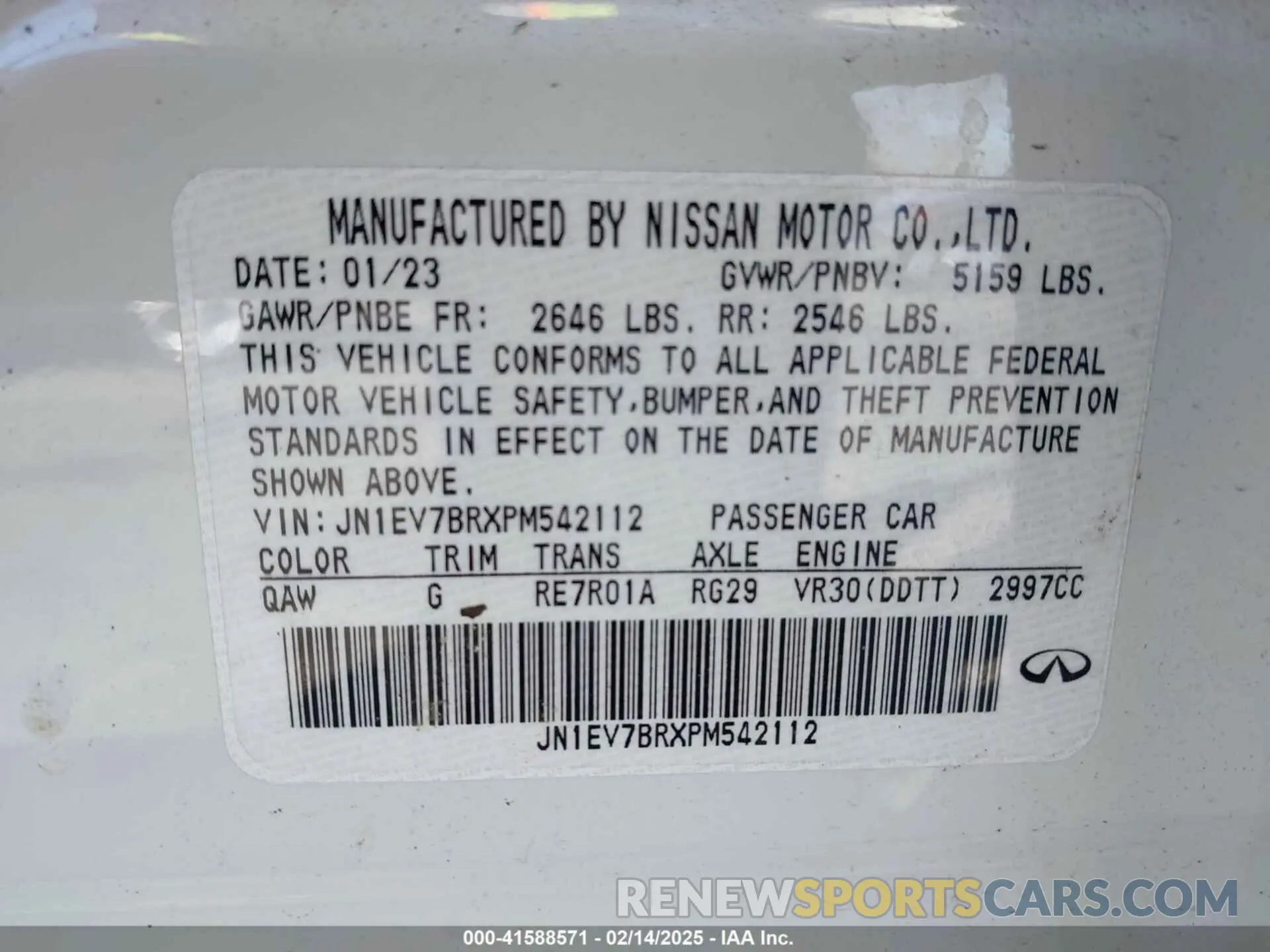 9 Photograph of a damaged car JN1EV7BRXPM542112 INFINITI Q50 2023
