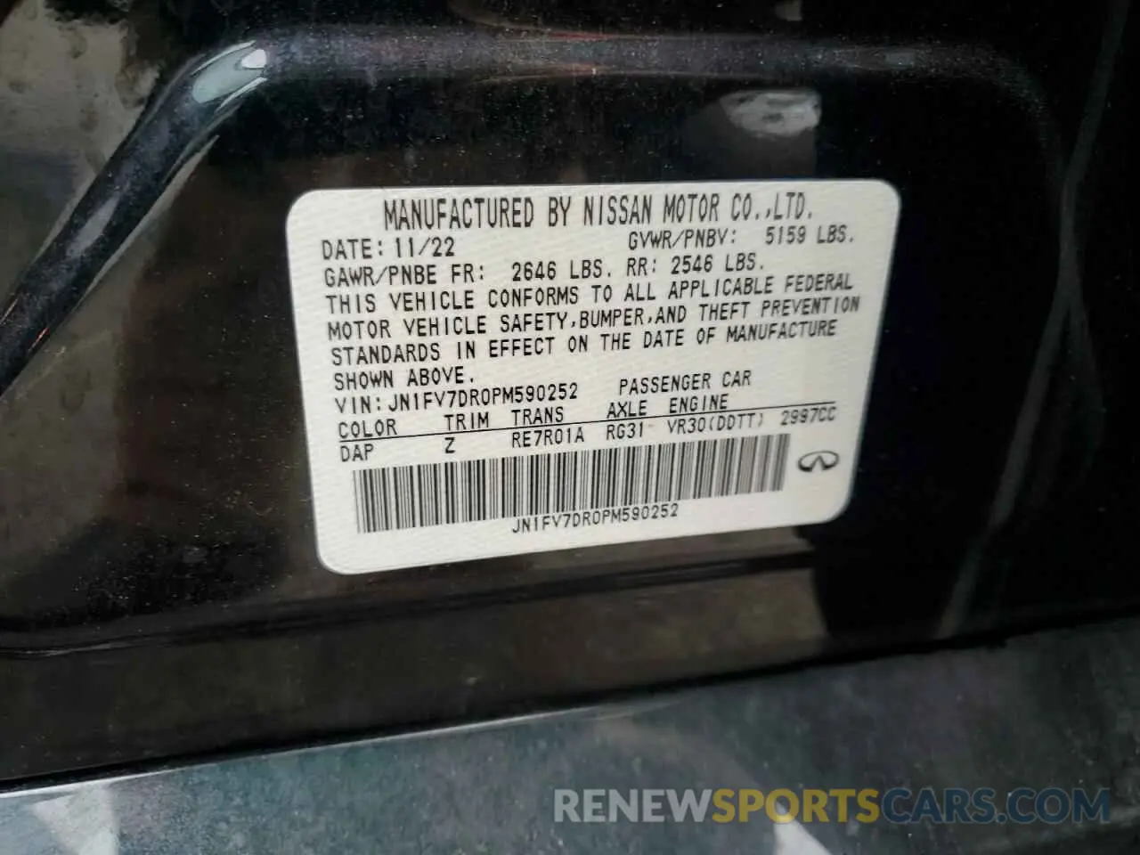 12 Photograph of a damaged car JN1FV7DR0PM590252 INFINITI Q50 2023