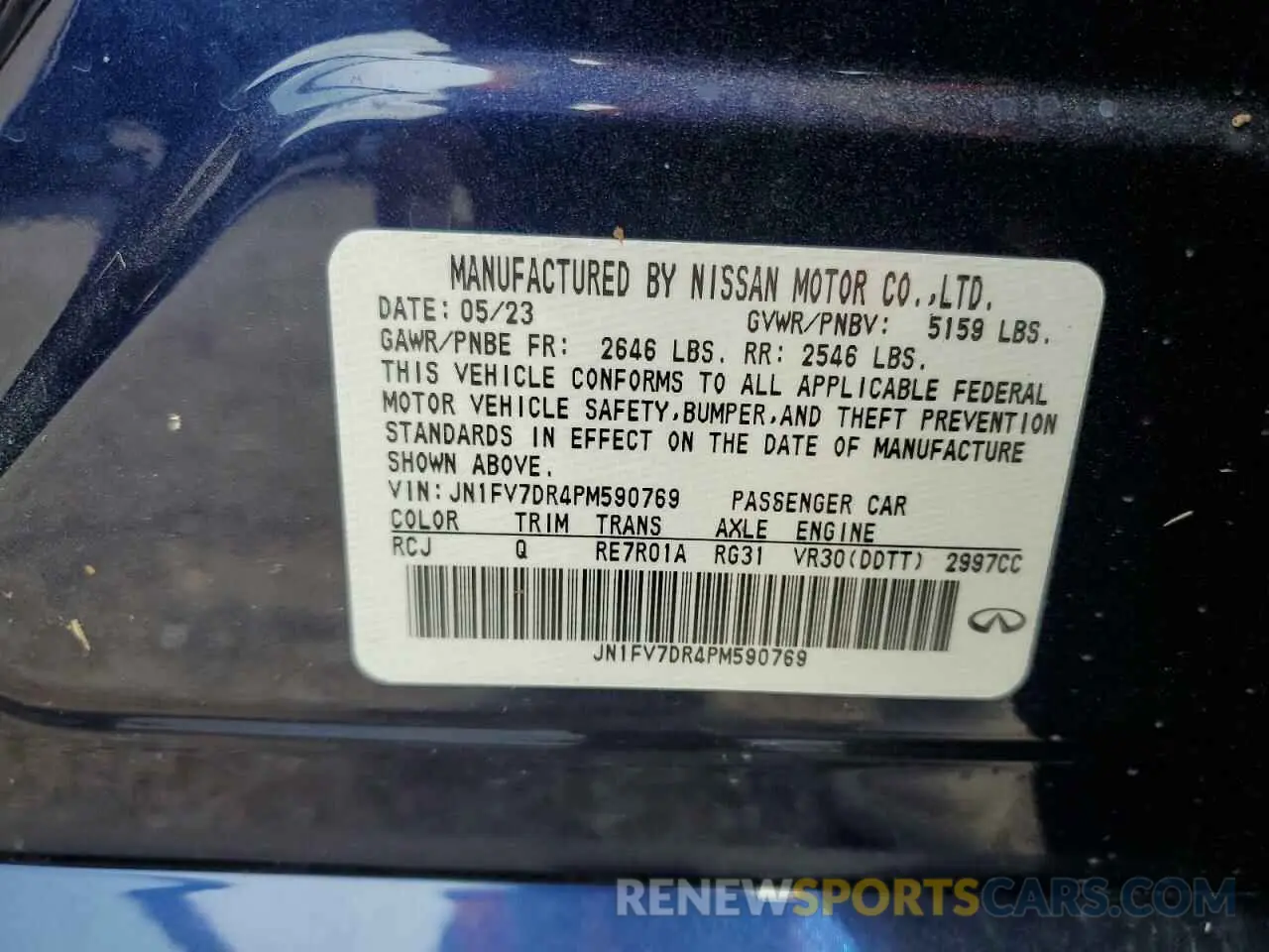 13 Photograph of a damaged car JN1FV7DR4PM590769 INFINITI Q50 2023