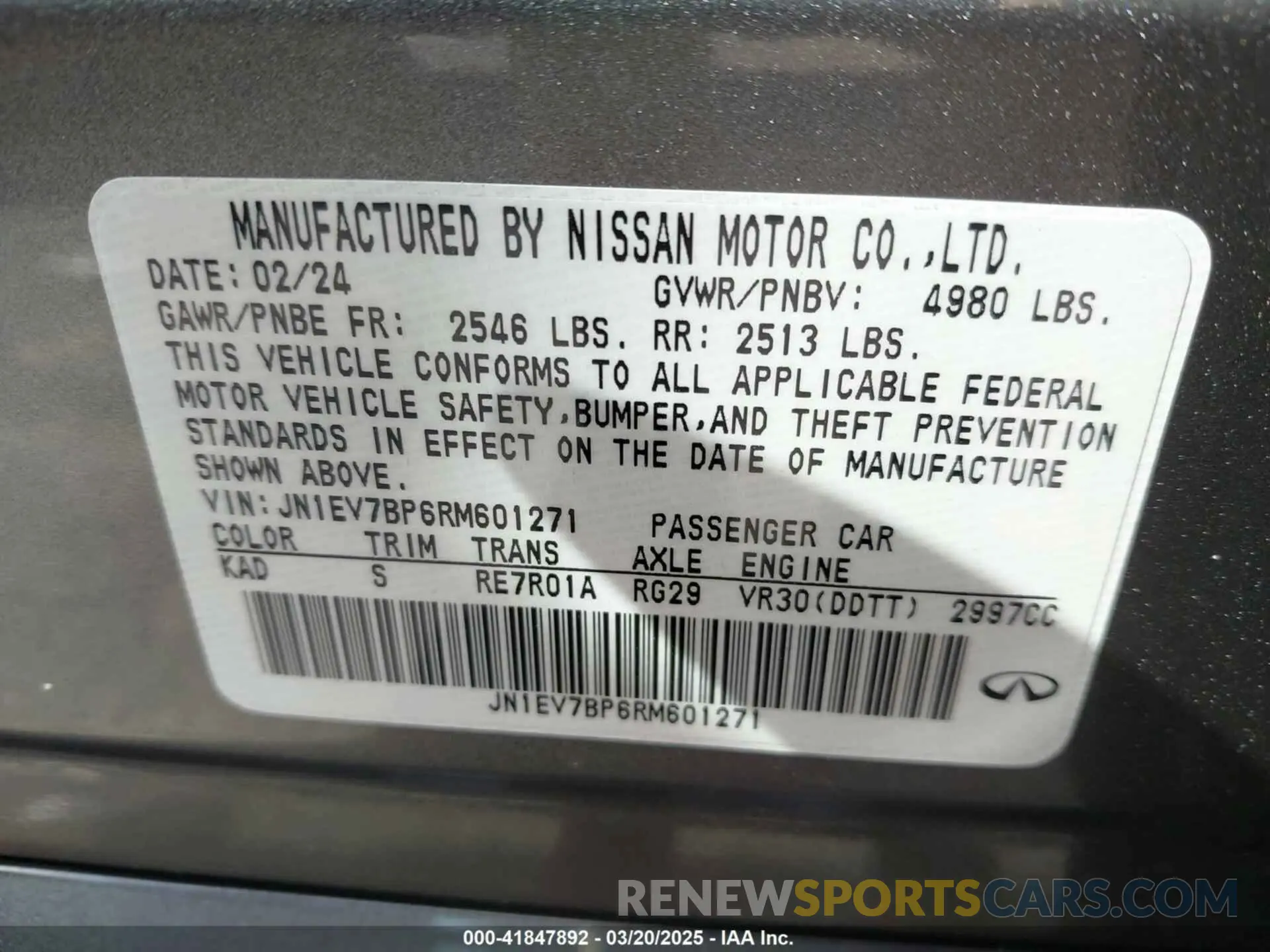9 Фотография поврежденного автомобиля JN1EV7BP6RM601271 INFINITI Q50 2024