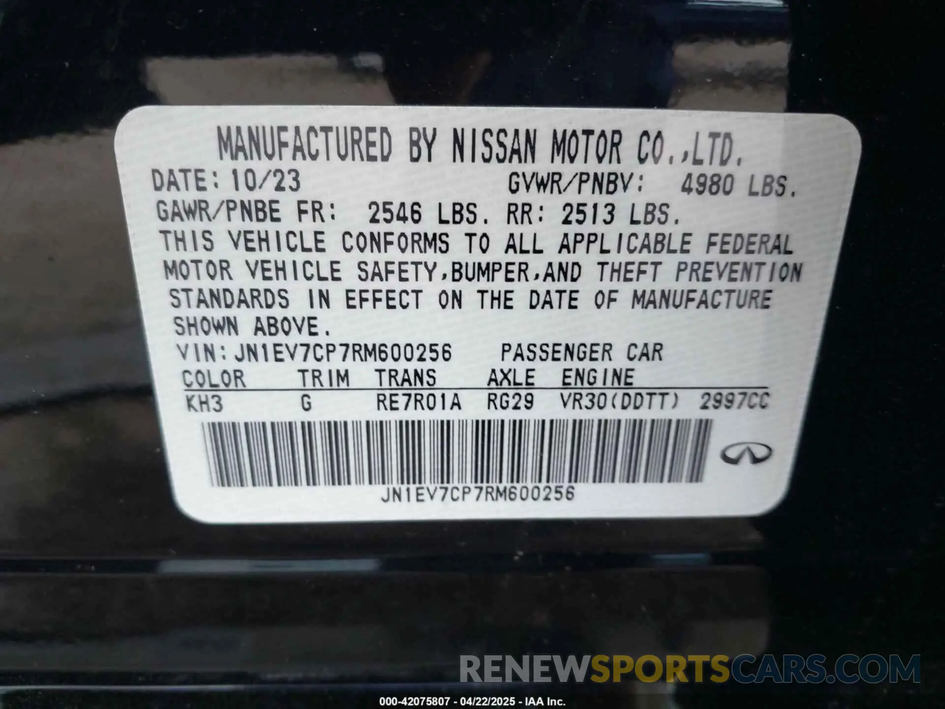 9 Фотография поврежденного автомобиля JN1EV7CP7RM600256 INFINITI Q50 2024