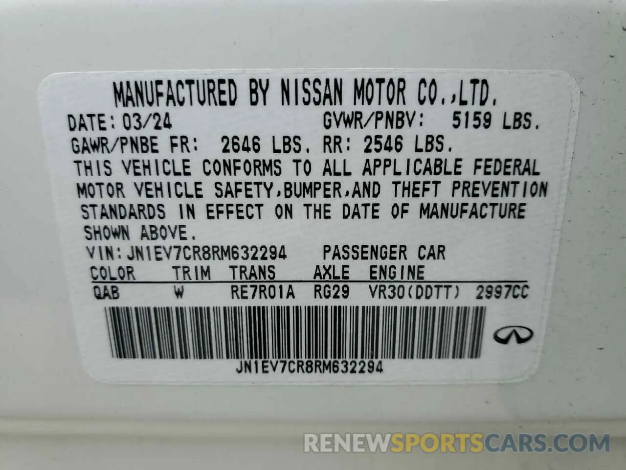12 Photograph of a damaged car JN1EV7CR8RM632294 INFINITI Q50 2024
