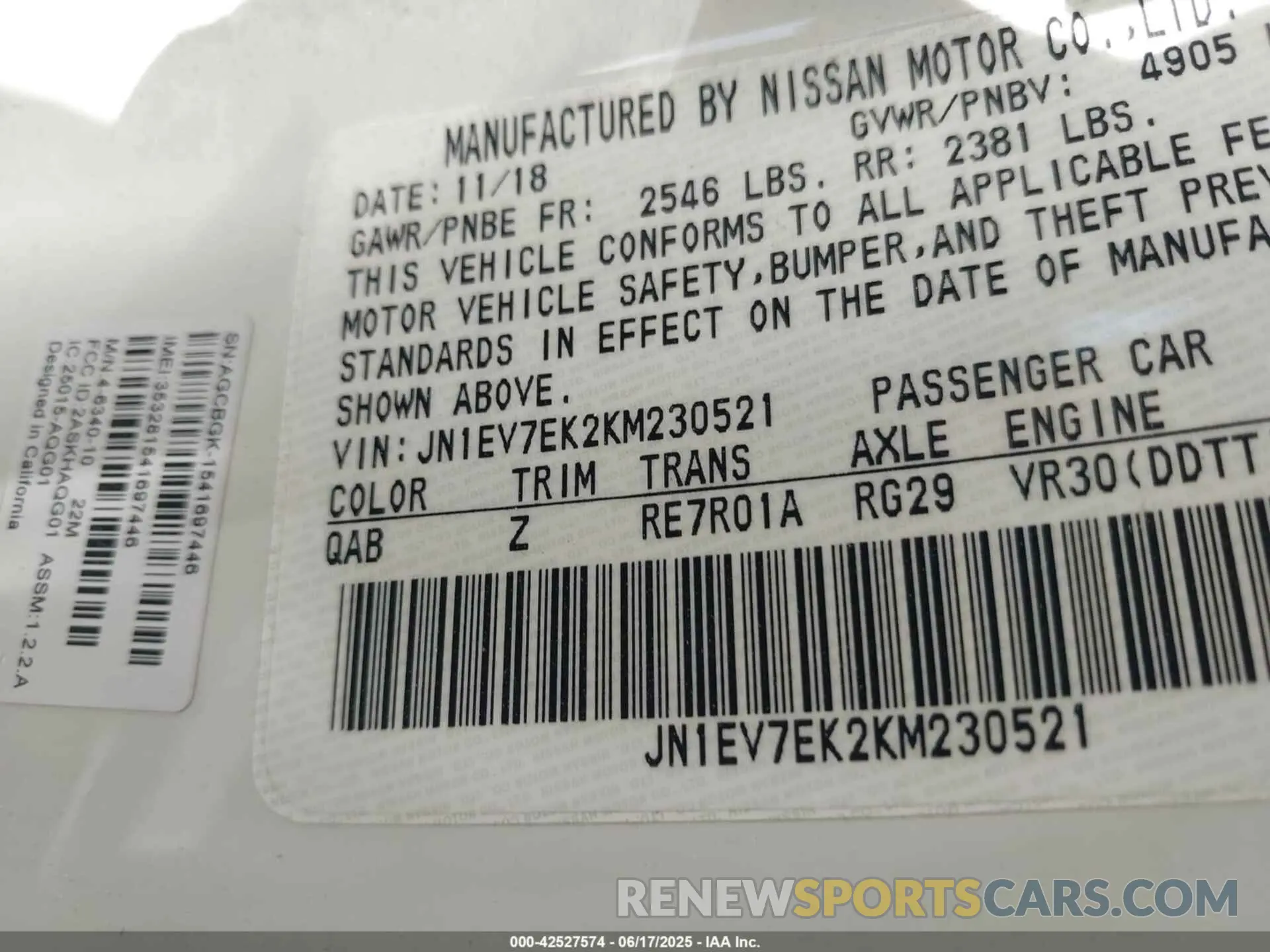 9 Photograph of a damaged car JN1EV7EK2KM230521 INFINITI Q60 2019