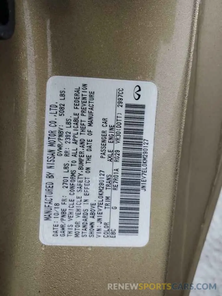 14 Фотография поврежденного автомобиля JN1EV7EL0KM290127 INFINITI Q60 2019