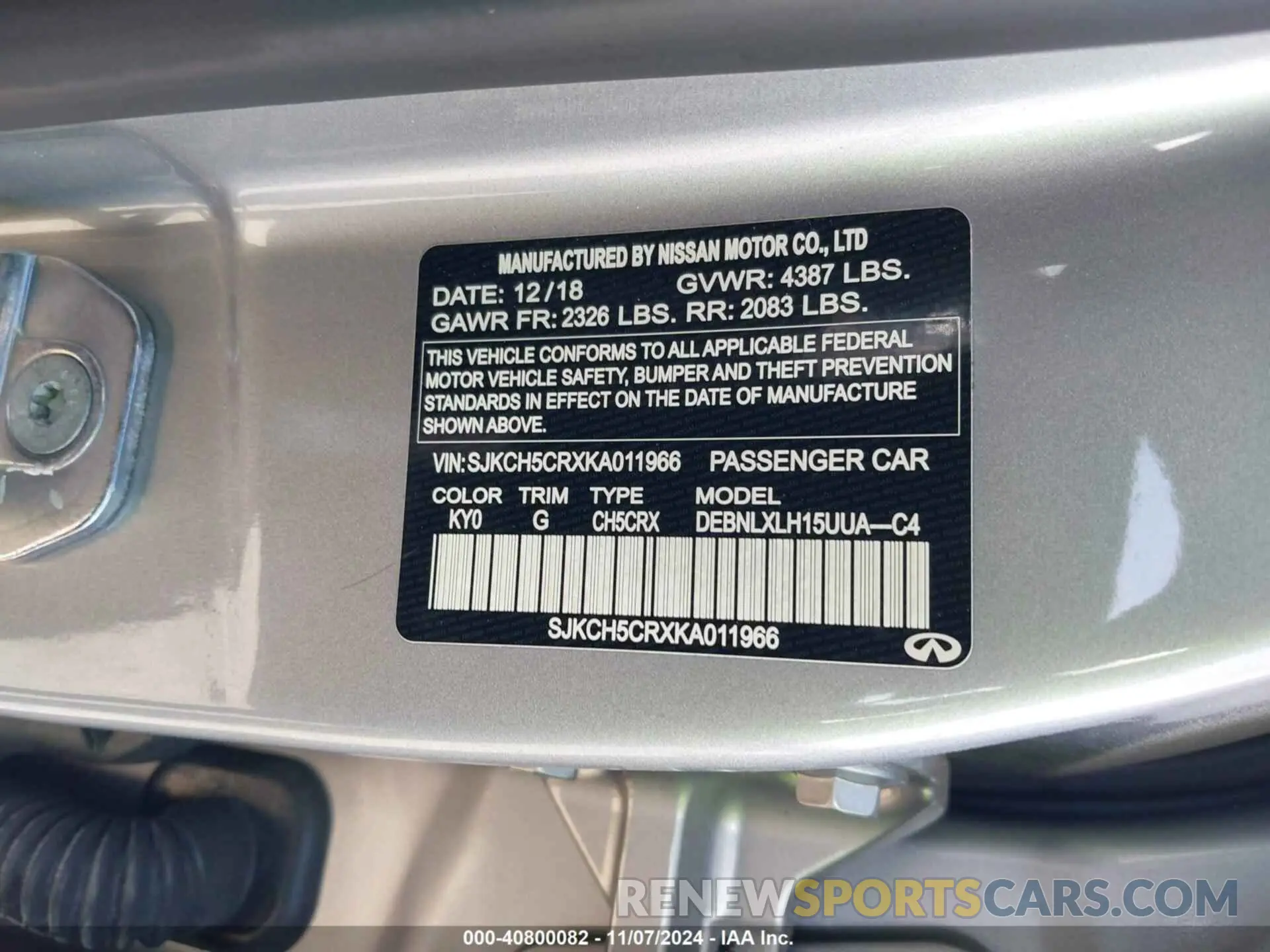9 Photograph of a damaged car SJKCH5CRXKA011966 INFINITI QX30 2019