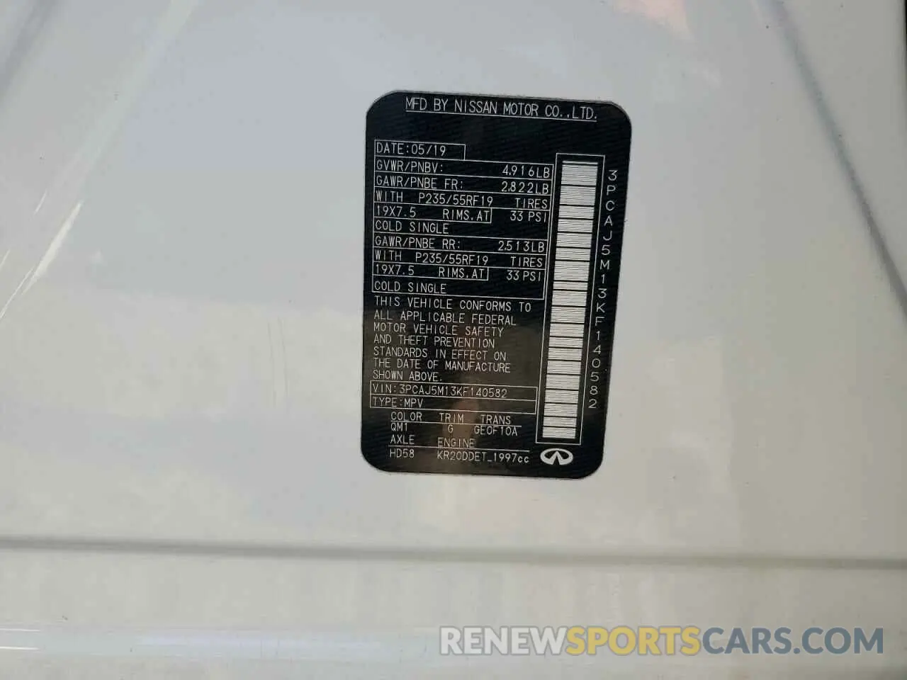14 Photograph of a damaged car 3PCAJ5M13KF140582 INFINITI QX50 2019
