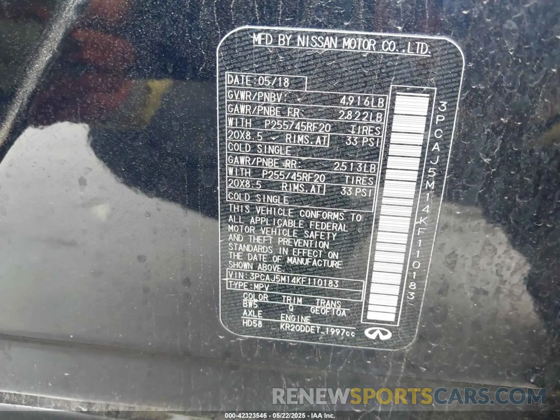 9 Photograph of a damaged car 3PCAJ5M14KF110183 INFINITI QX50 2019