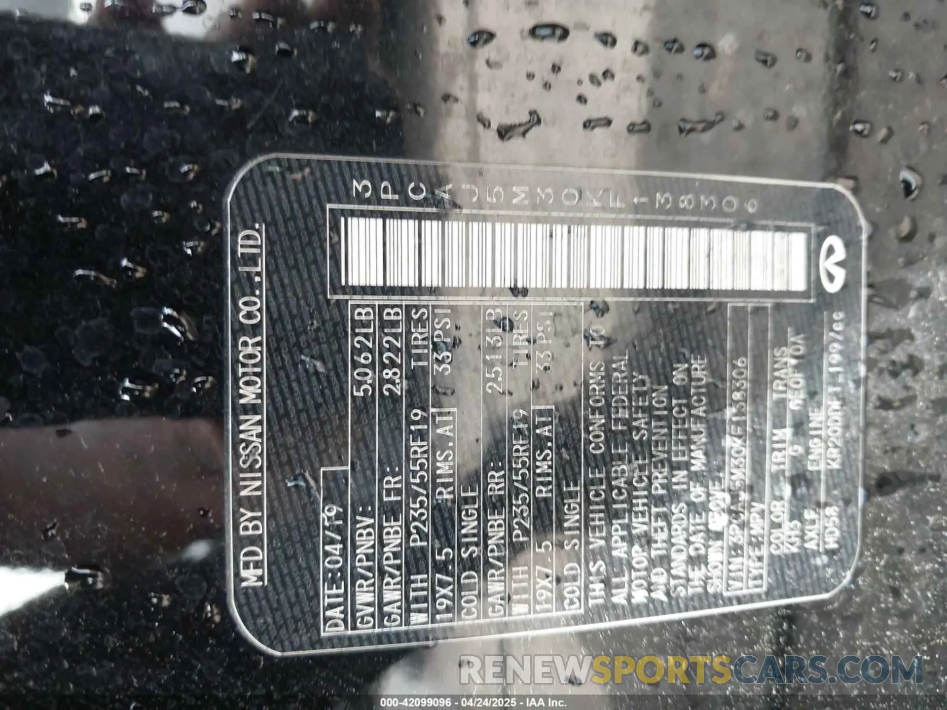9 Photograph of a damaged car 3PCAJ5M30KF138306 INFINITI QX50 2019