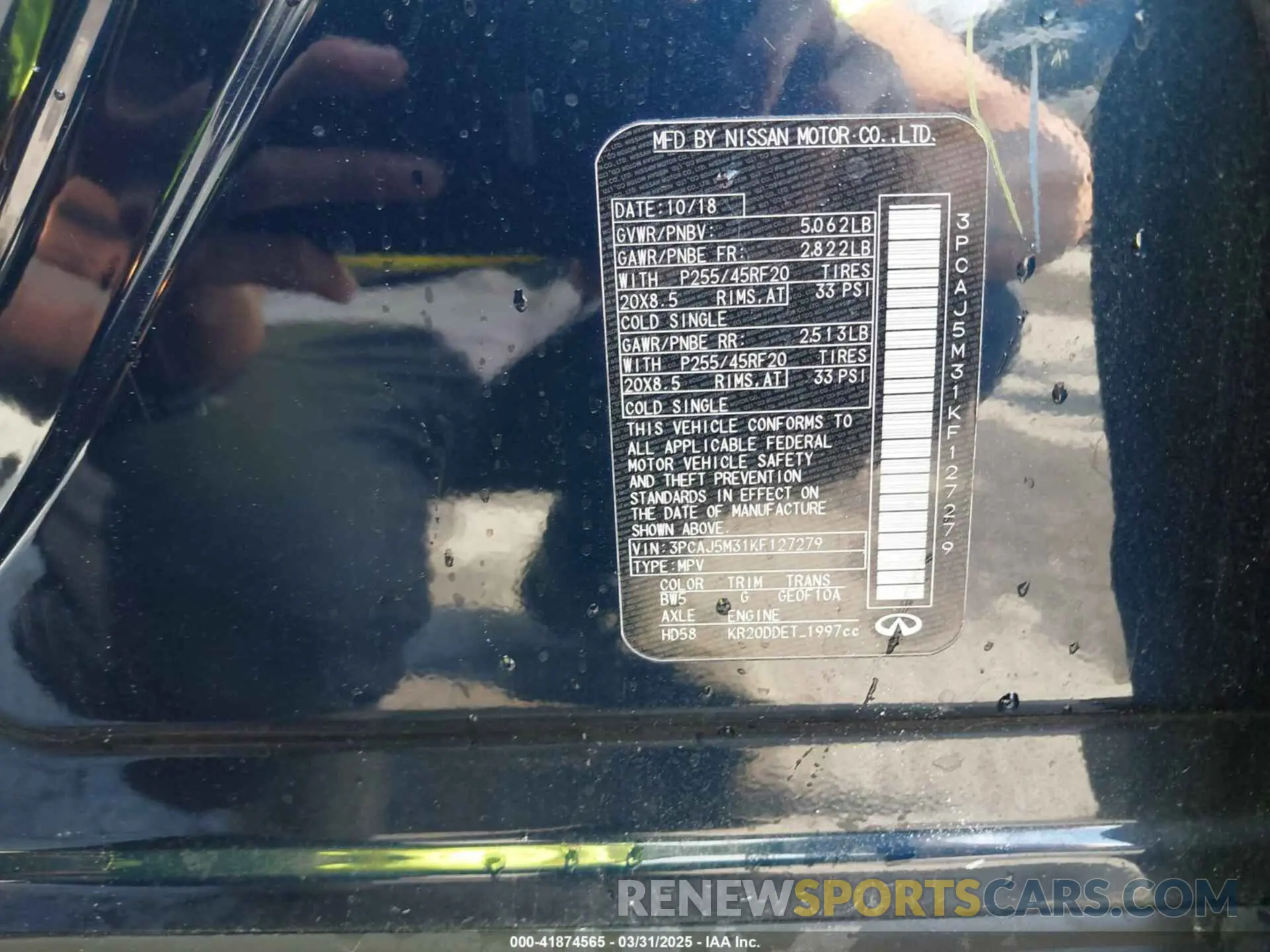 9 Photograph of a damaged car 3PCAJ5M31KF127279 INFINITI QX50 2019