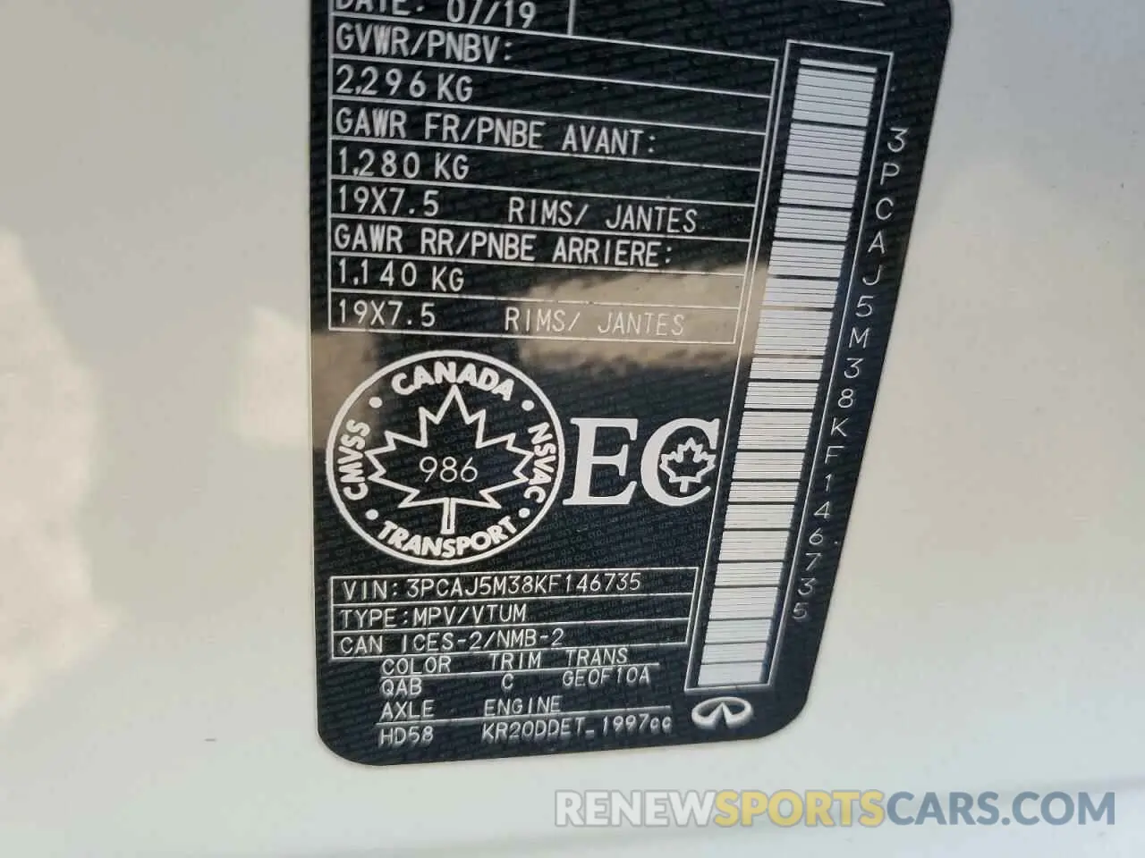 13 Фотография поврежденного автомобиля 3PCAJ5M38KF146735 INFINITI QX50 2019