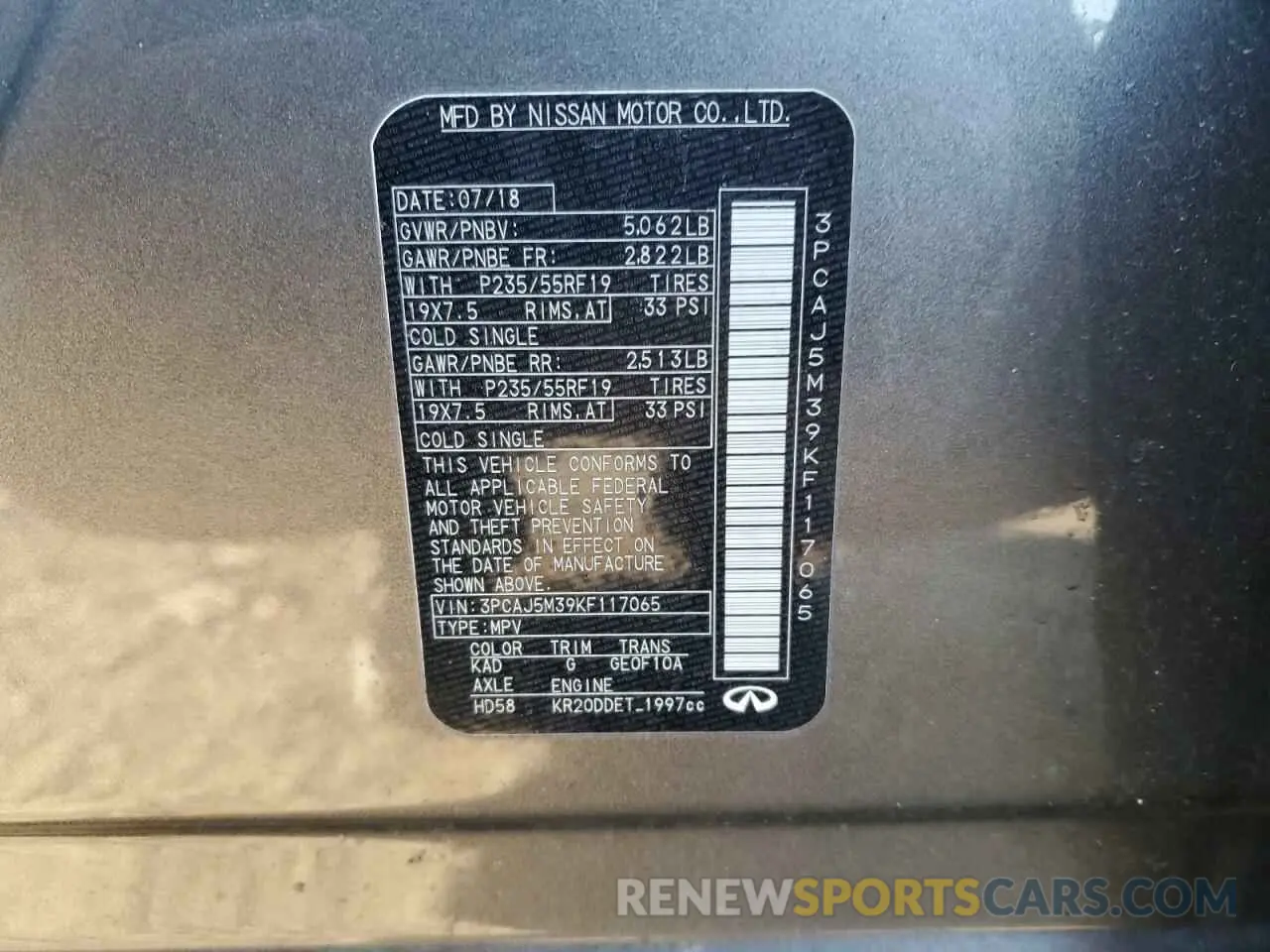 13 Фотография поврежденного автомобиля 3PCAJ5M39KF117065 INFINITI QX50 2019