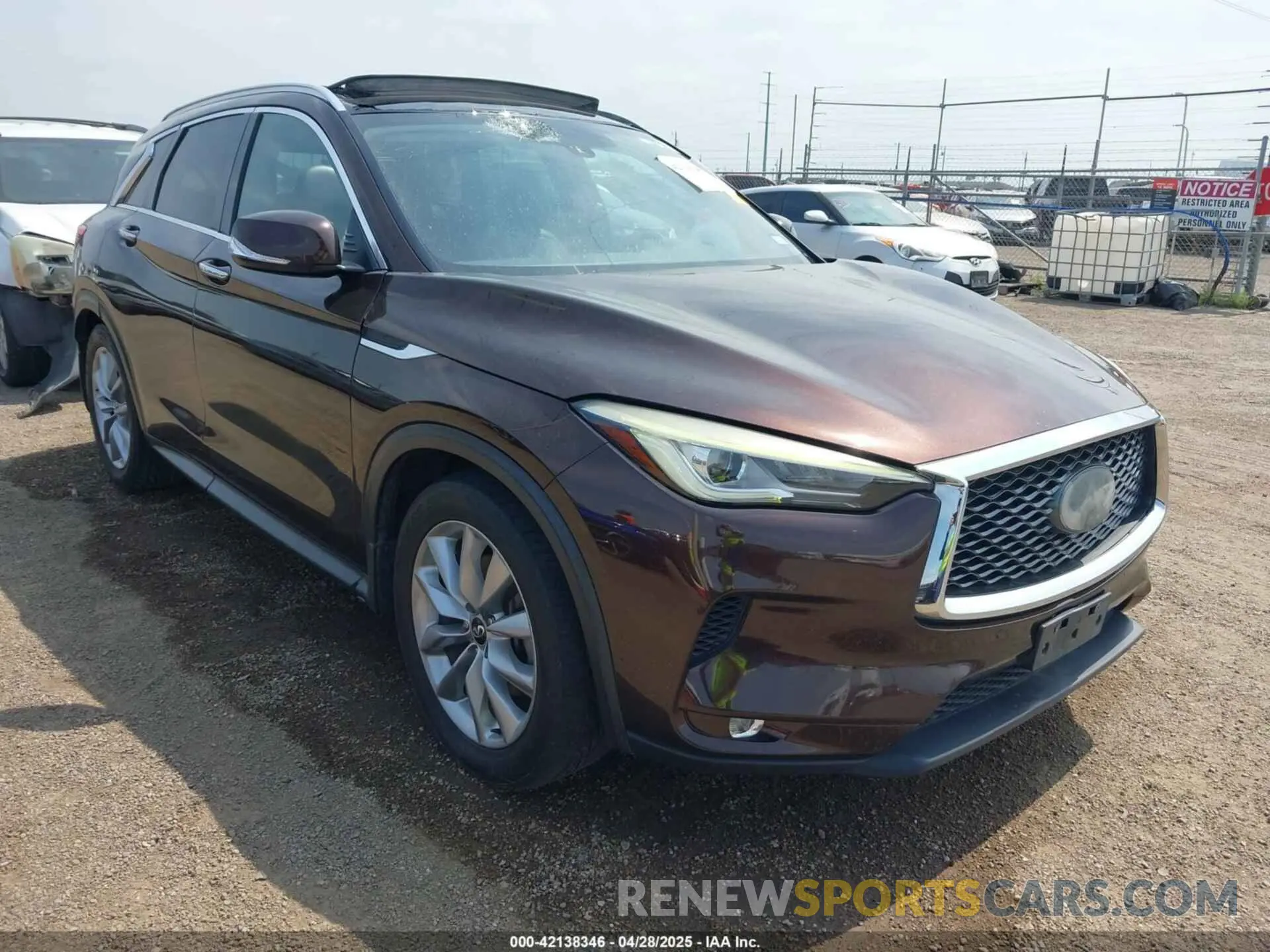 1 Photograph of a damaged car 3PCAJ5M18LF100693 INFINITI QX50 2020