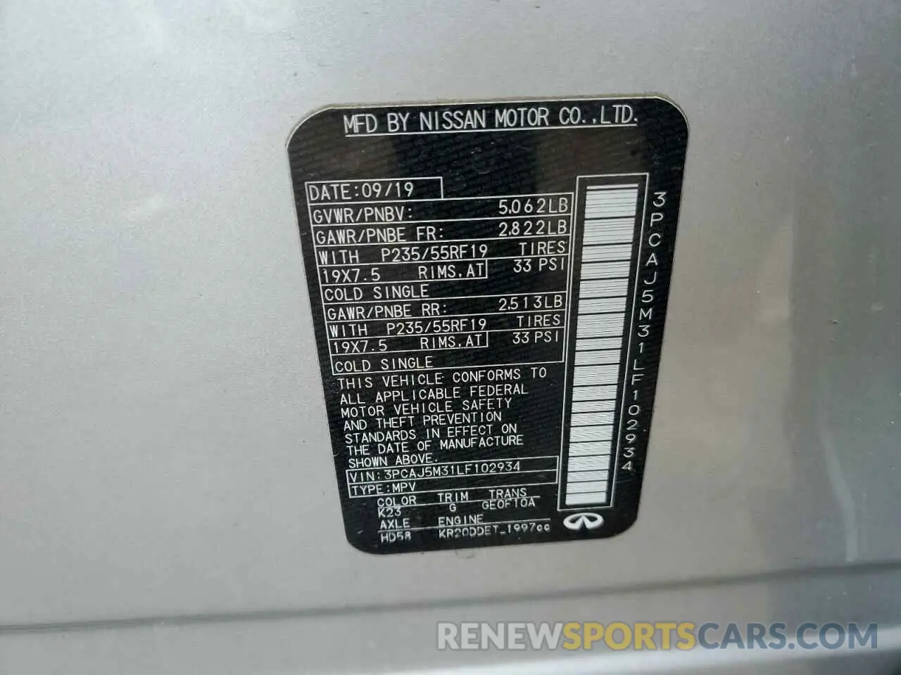 13 Фотография поврежденного автомобиля 3PCAJ5M31LF102934 INFINITI QX50 2020