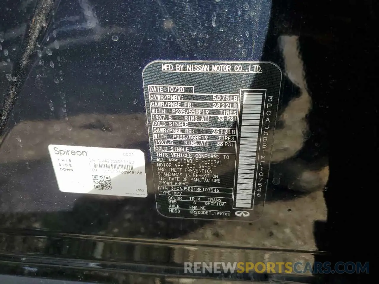 13 Фотография поврежденного автомобиля 3PCAJ5BB1MF107546 INFINITI QX50 2021