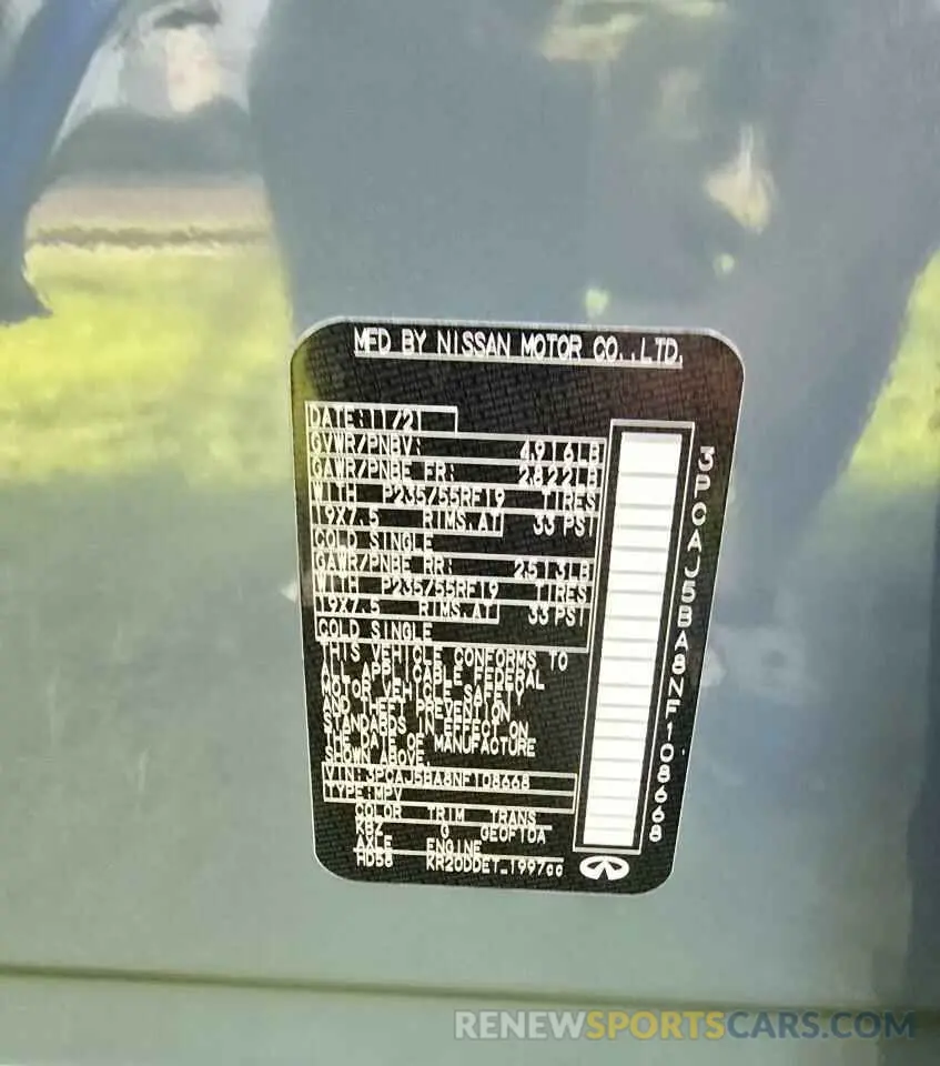10 Photograph of a damaged car 3PCAJ5BA8NF108668 INFINITI QX50 2022