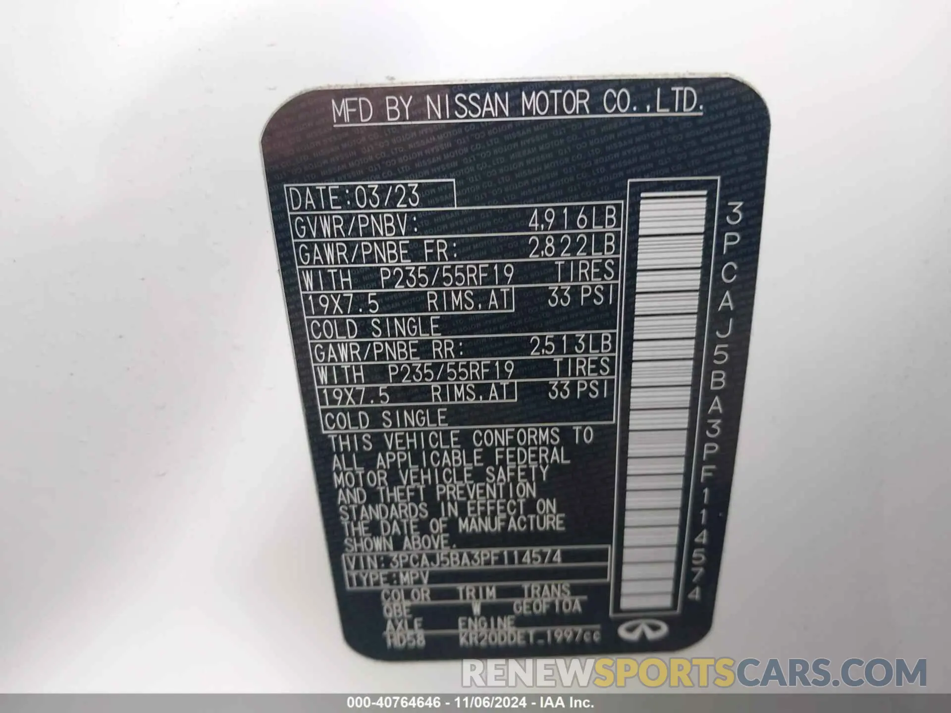 9 Фотография поврежденного автомобиля 3PCAJ5BA3PF114574 INFINITI QX50 2023