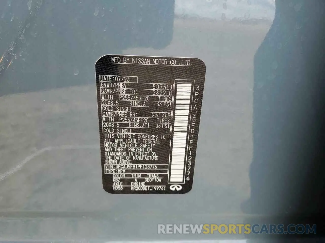 12 Фотография поврежденного автомобиля 3PCAJ5FB1PF123776 INFINITI QX50 SPORT 2023