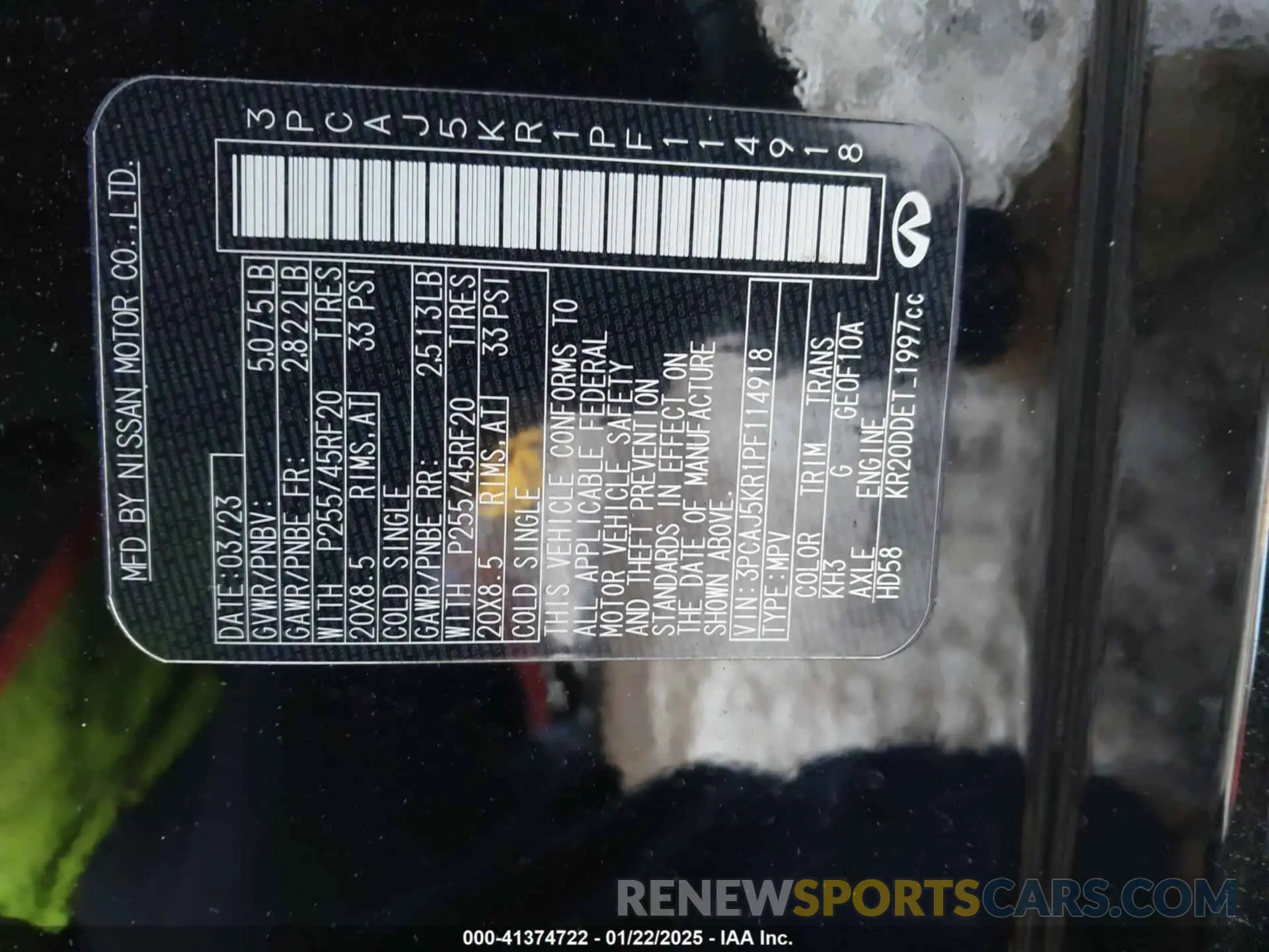 9 Фотография поврежденного автомобиля 3PCAJ5KR1PF114918 INFINITI QX55 2023