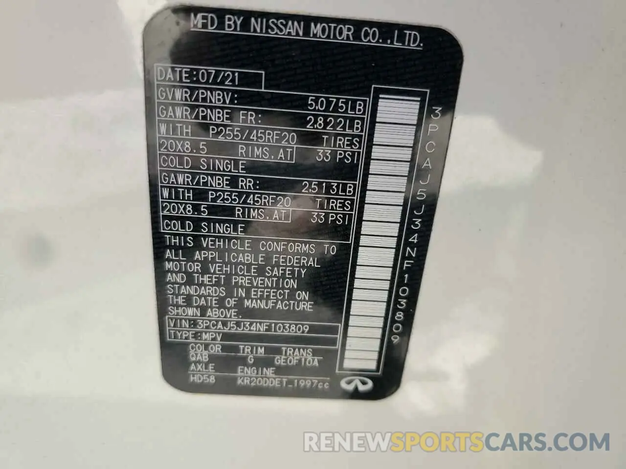 13 Фотография поврежденного автомобиля 3PCAJ5J34NF103809 INFINITI QX55 LUXE 2022