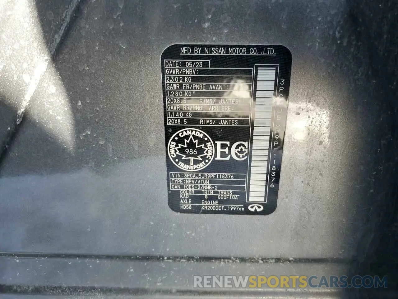 13 Фотография поврежденного автомобиля 3PCAJ5JR9PF118376 INFINITI QX55 LUXE 2023