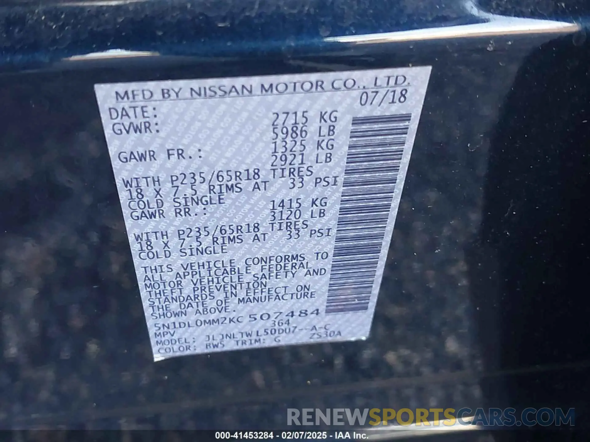 9 Photograph of a damaged car 5N1DL0MM2KC507484 INFINITI QX60 2019