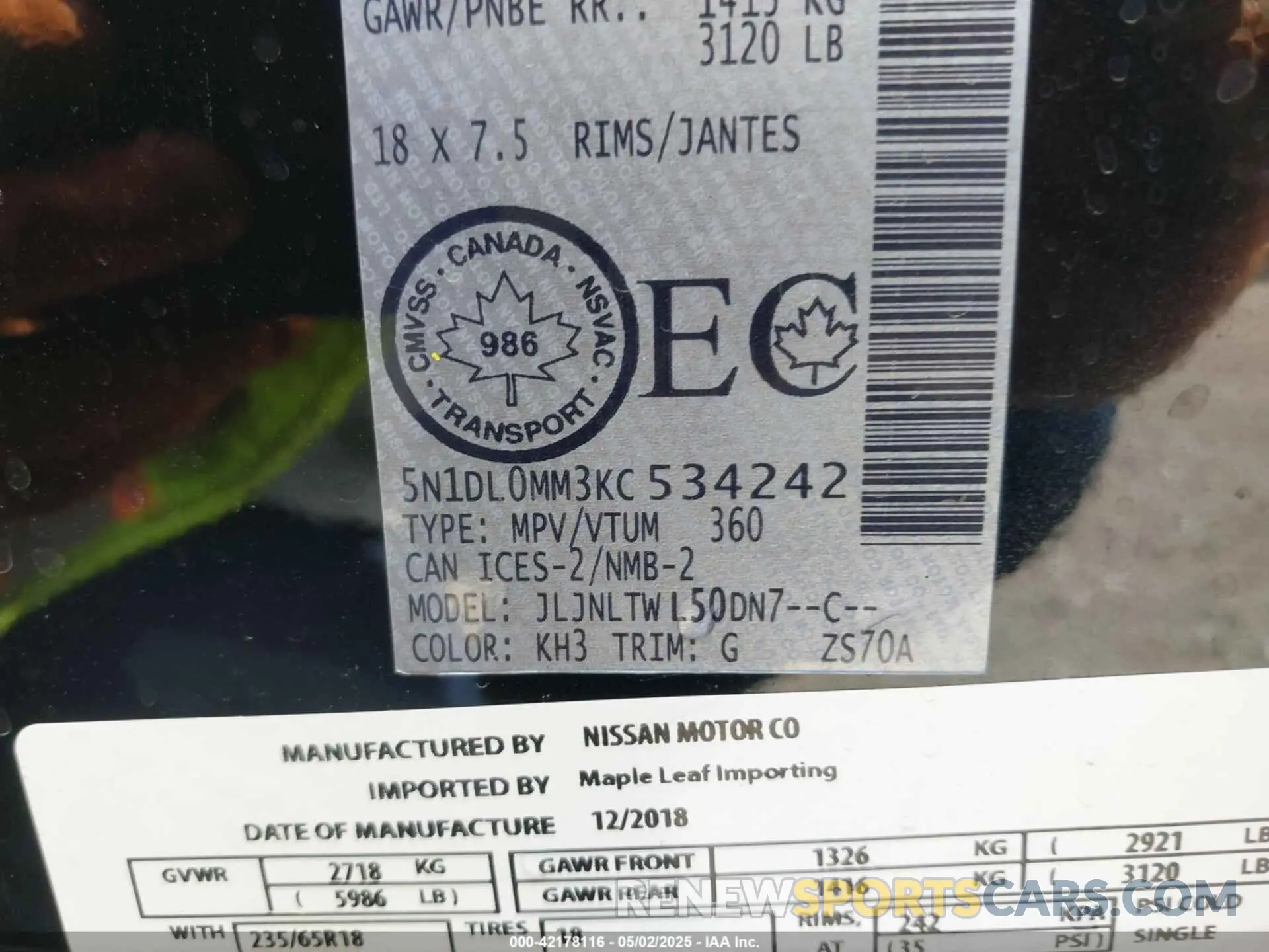 9 Photograph of a damaged car 5N1DL0MM3KC534242 INFINITI QX60 2019