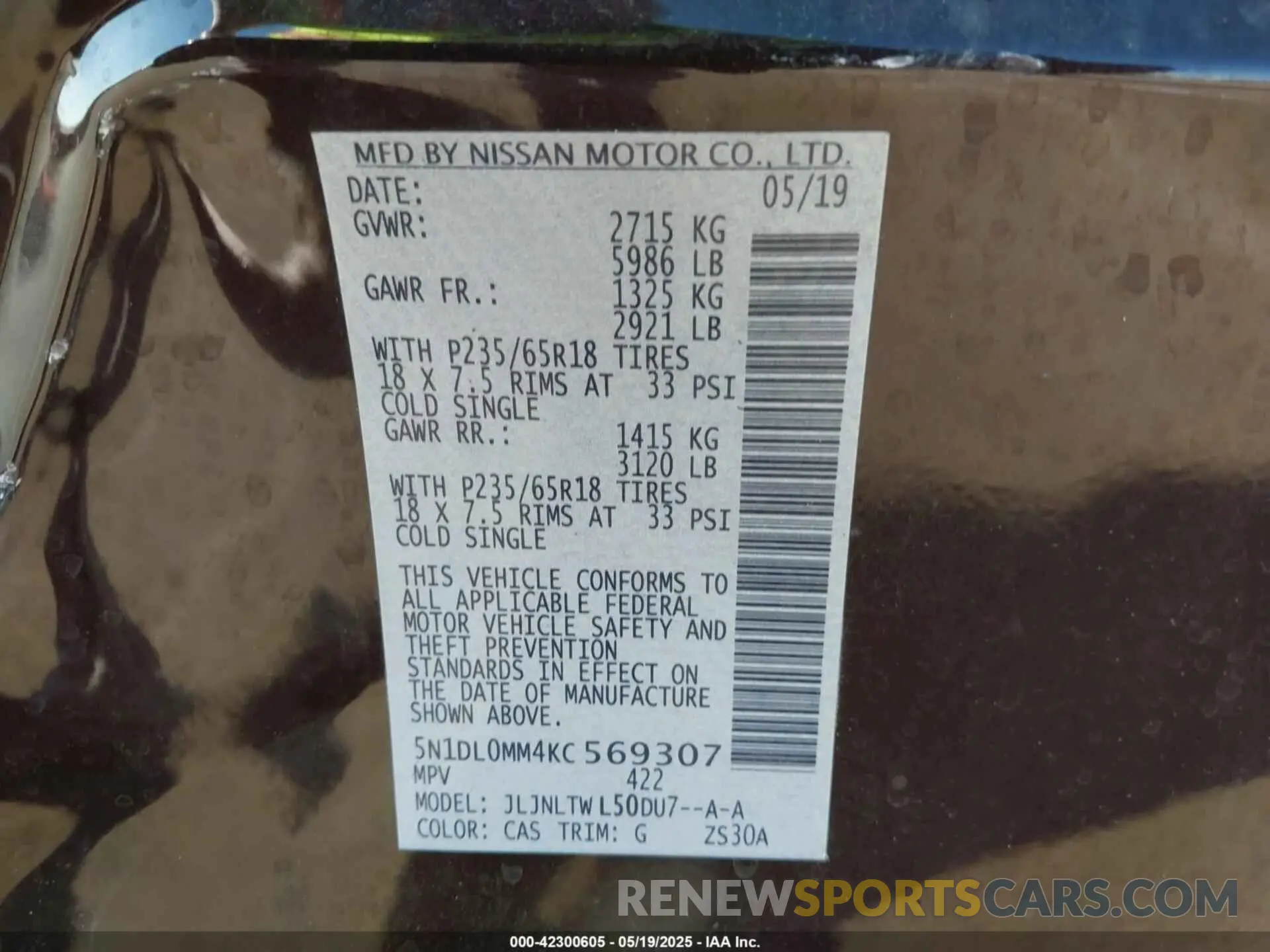 9 Фотография поврежденного автомобиля 5N1DL0MM4KC569307 INFINITI QX60 2019