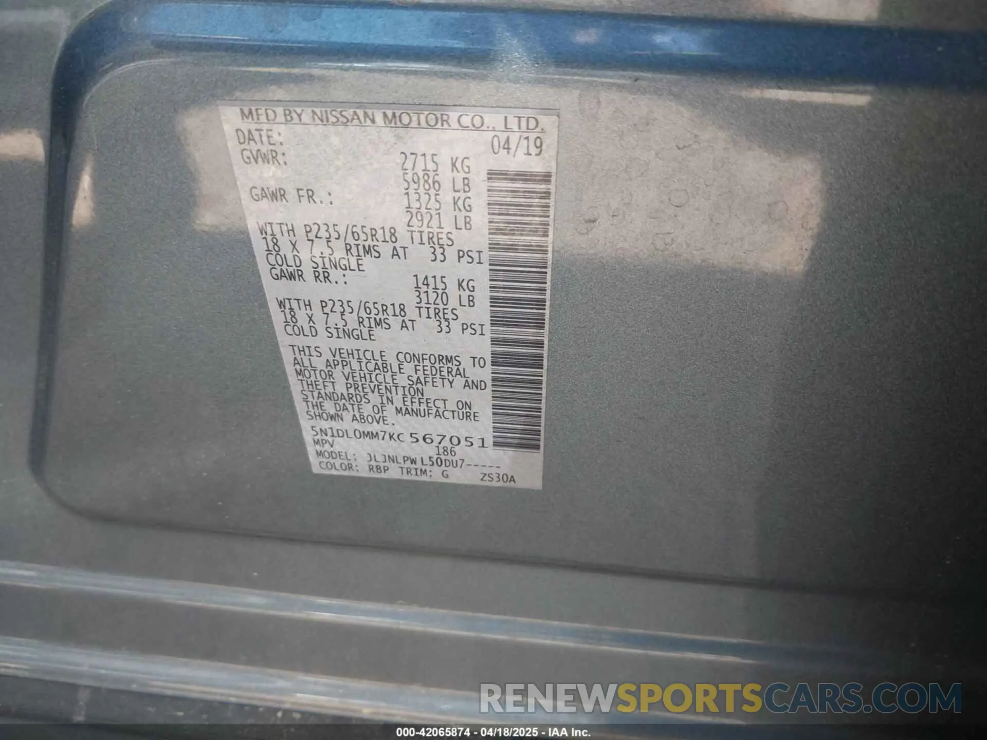 9 Фотография поврежденного автомобиля 5N1DL0MM7KC567051 INFINITI QX60 2019