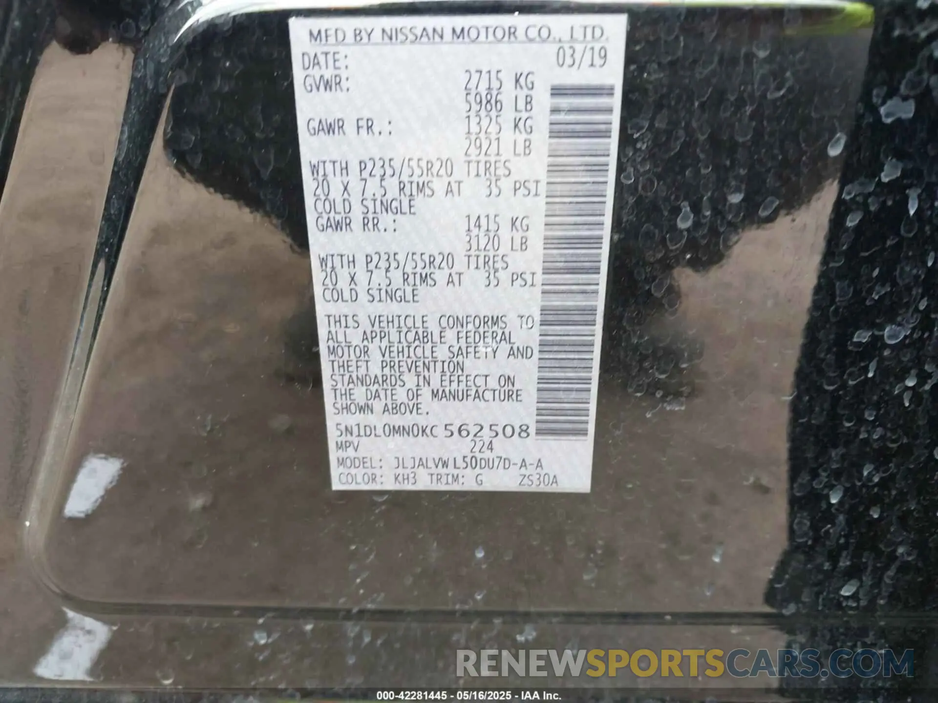 9 Photograph of a damaged car 5N1DL0MN0KC562508 INFINITI QX60 2019