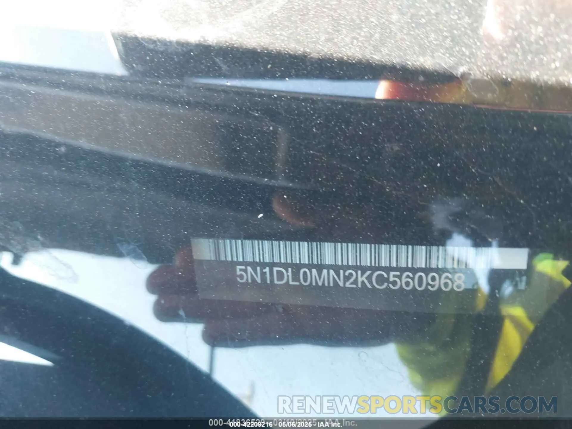 9 Фотография поврежденного автомобиля 5N1DL0MN2KC560968 INFINITI QX60 2019