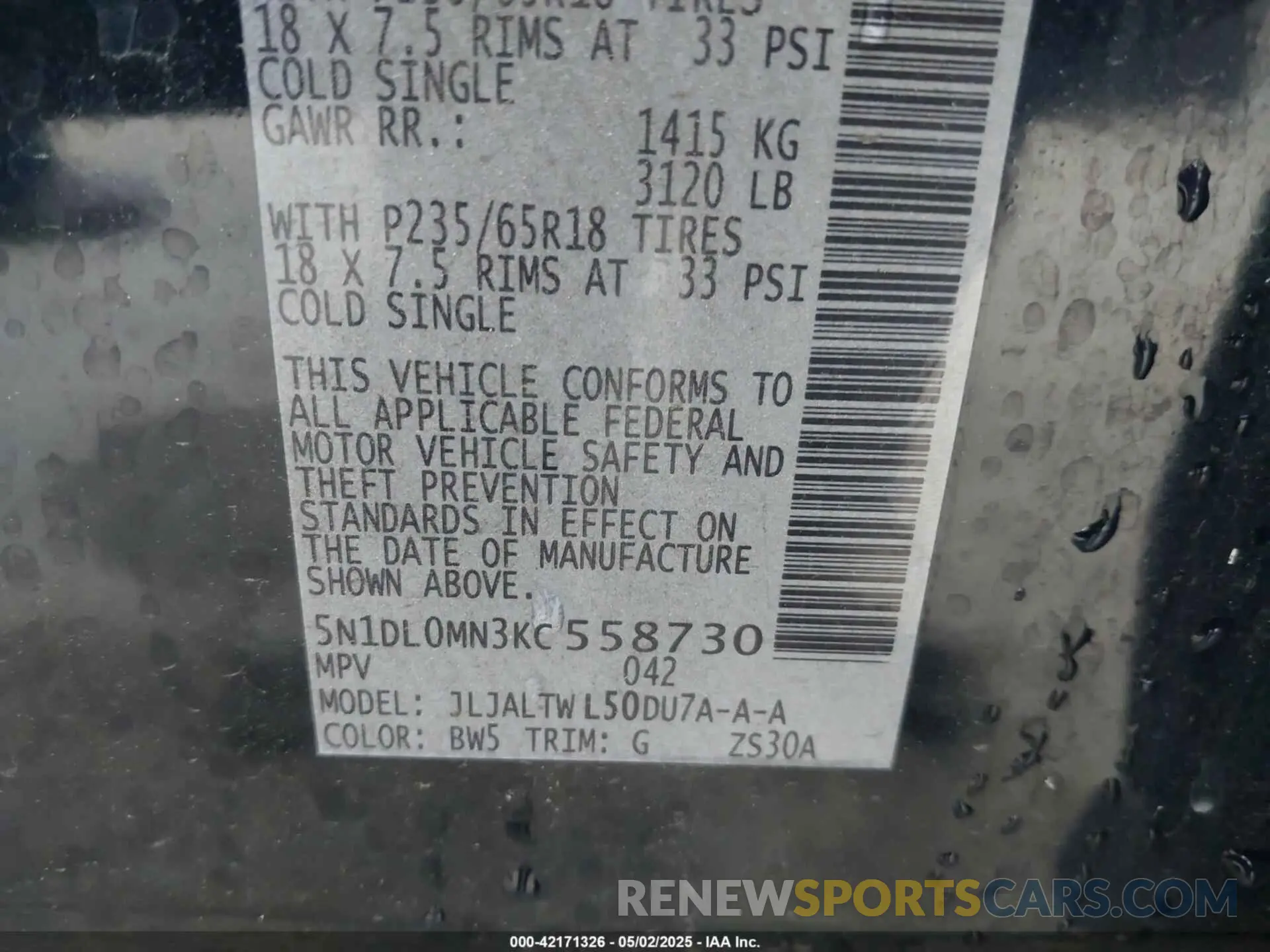 9 Фотография поврежденного автомобиля 5N1DL0MN3KC558730 INFINITI QX60 2019