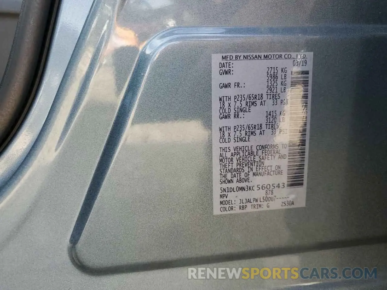 13 Photograph of a damaged car 5N1DL0MN3KC560543 INFINITI QX60 2019