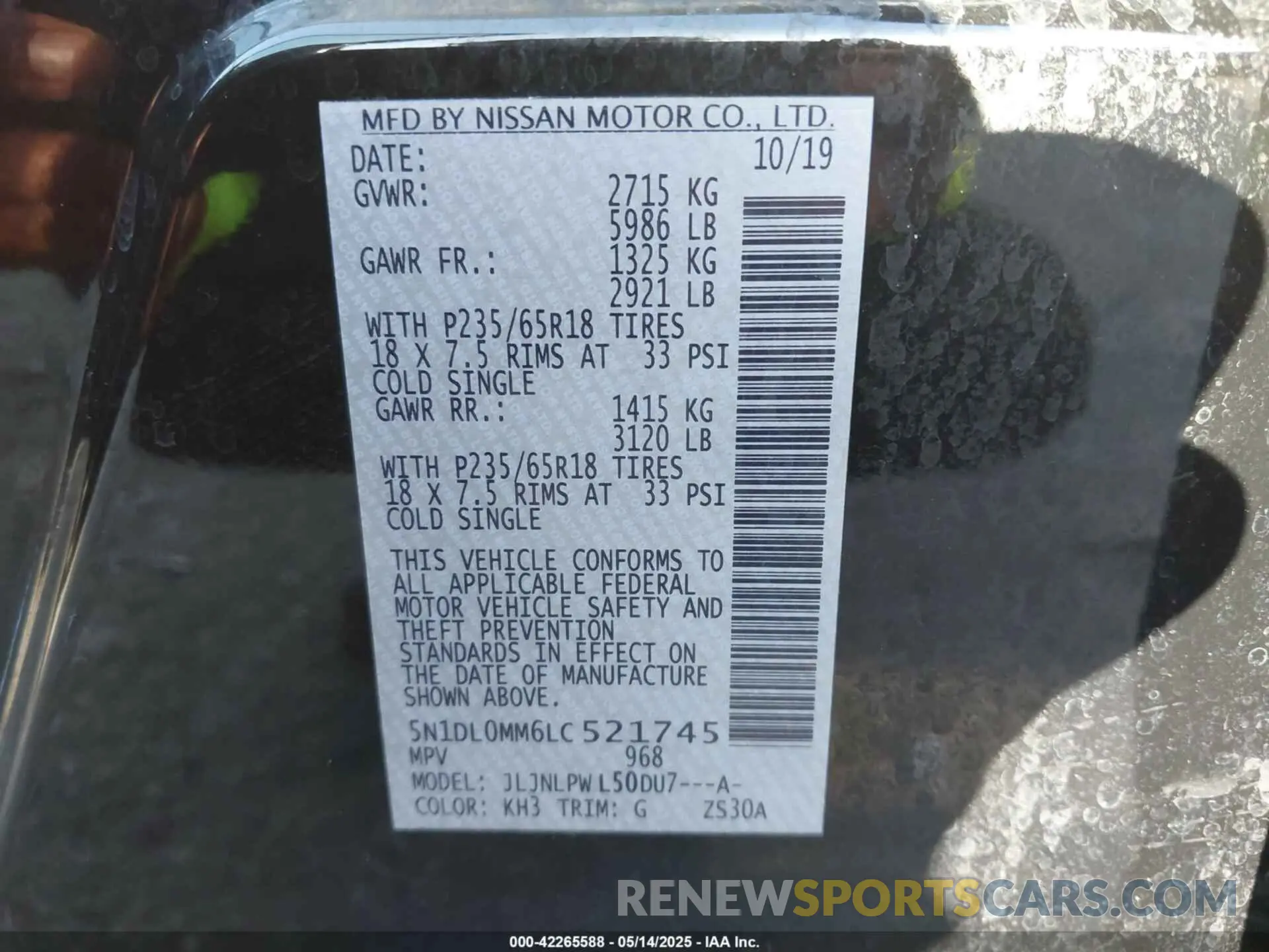 9 Фотография поврежденного автомобиля 5N1DL0MM6LC521745 INFINITI QX60 2020