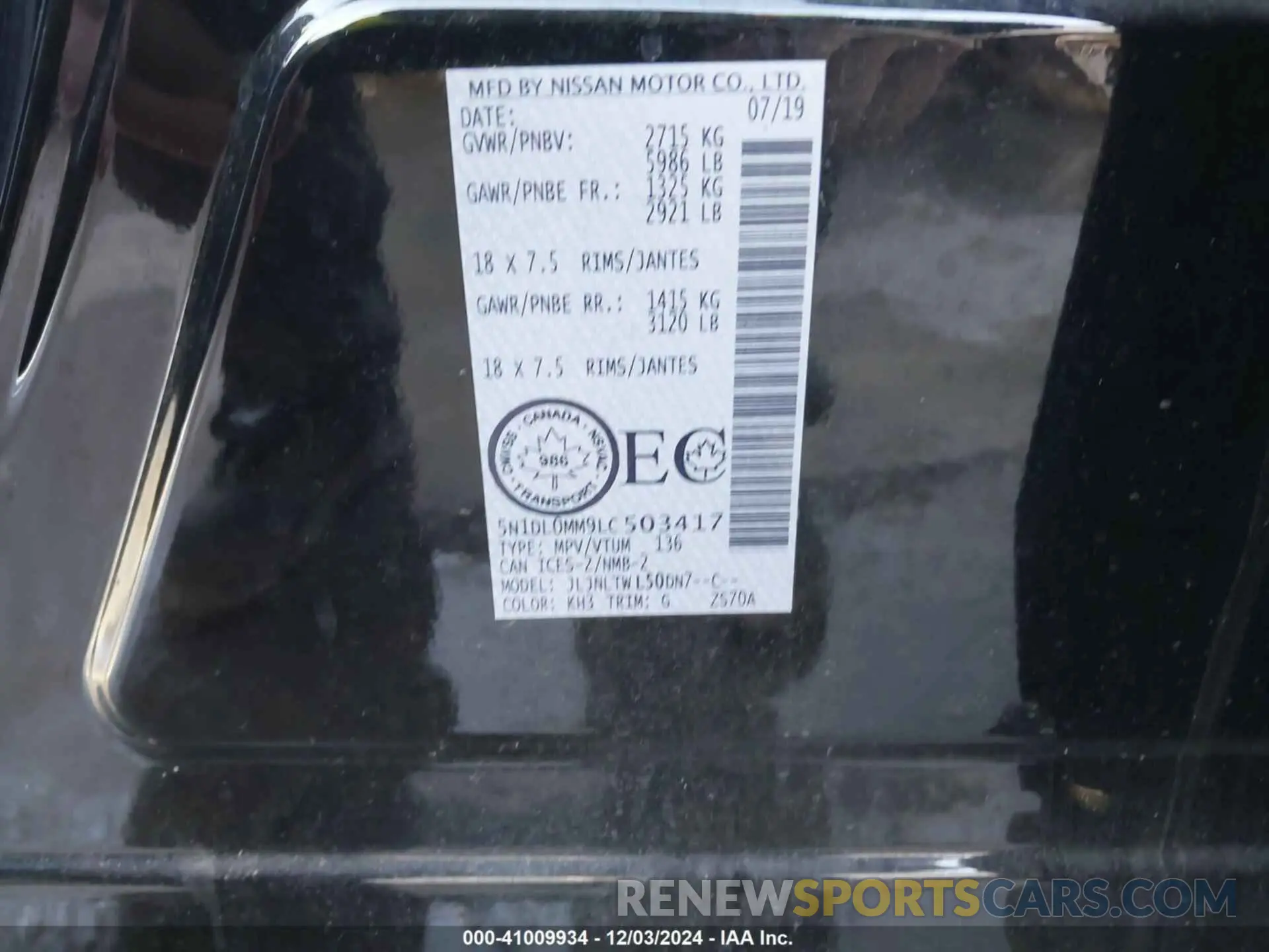 9 Фотография поврежденного автомобиля 5N1DL0MM9LC503417 INFINITI QX60 2020