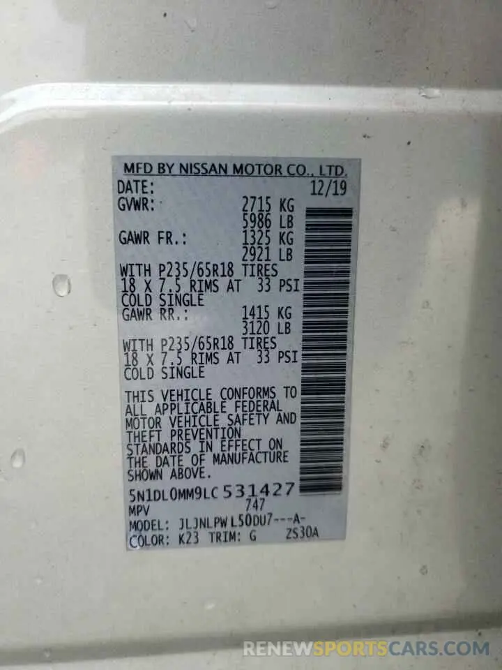 13 Фотография поврежденного автомобиля 5N1DL0MM9LC531427 INFINITI QX60 2020