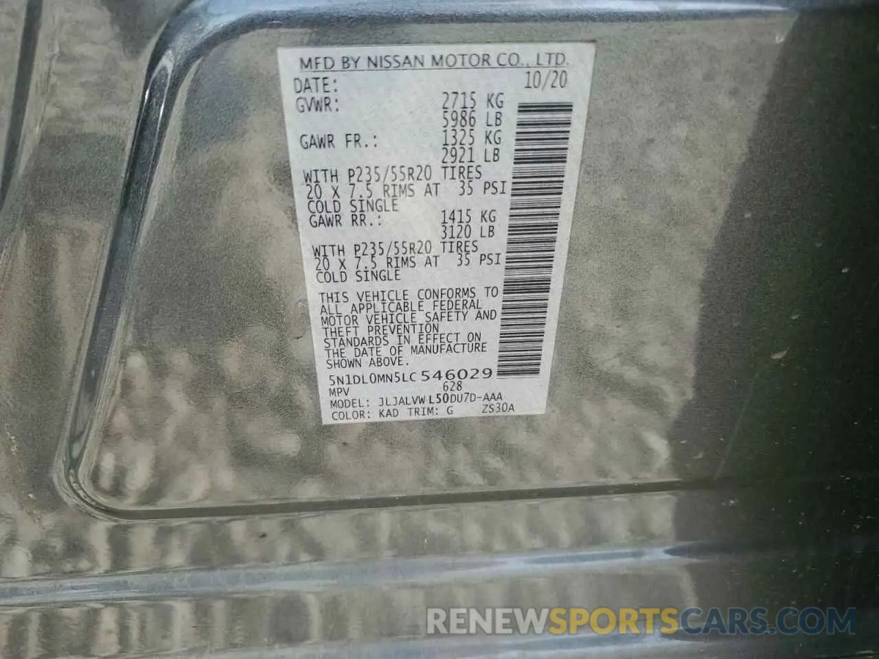 13 Фотография поврежденного автомобиля 5N1DL0MN5LC546029 INFINITI QX60 2020