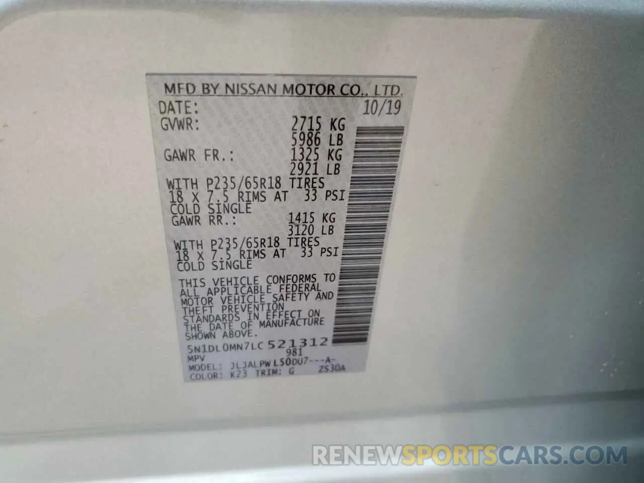 13 Фотография поврежденного автомобиля 5N1DL0MN7LC521312 INFINITI QX60 2020
