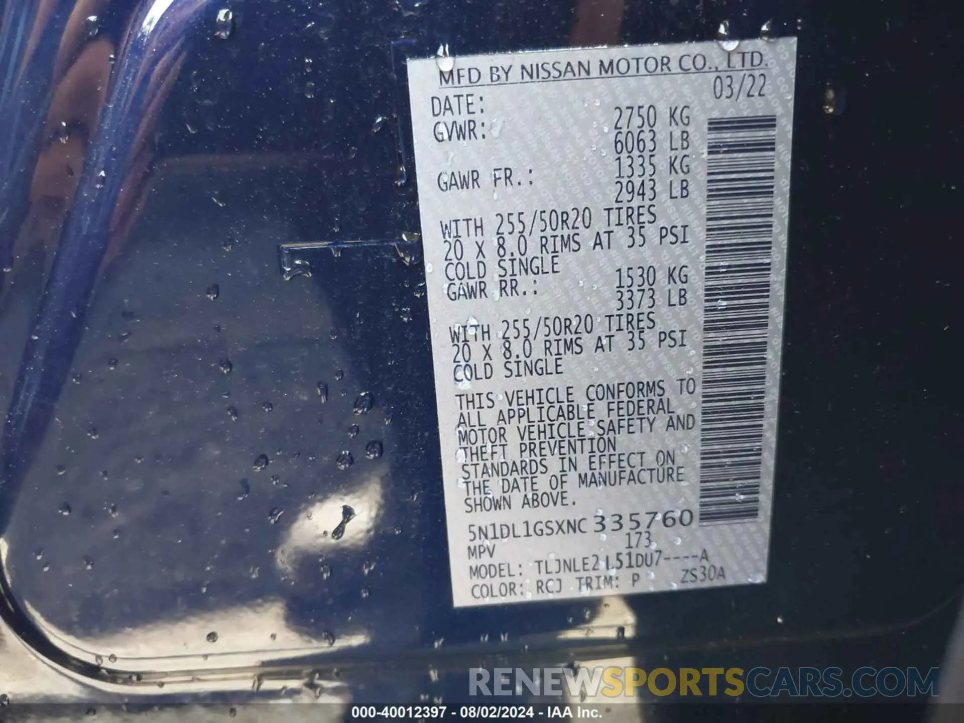 9 Photograph of a damaged car 5N1DL1GSXNC335760 INFINITI QX60 2022