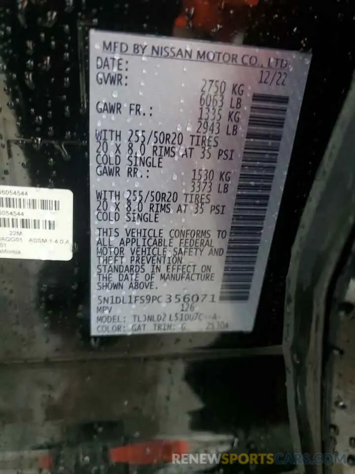 12 Фотография поврежденного автомобиля 5N1DL1FS9PC356071 INFINITI QX60 2023