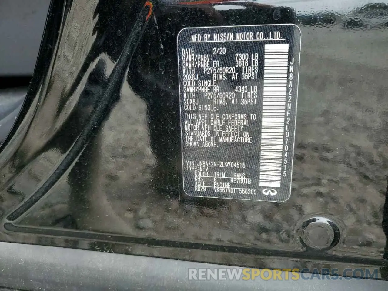 13 Photograph of a damaged car JN8AZ2NF2L9704515 INFINITI QX80 2020