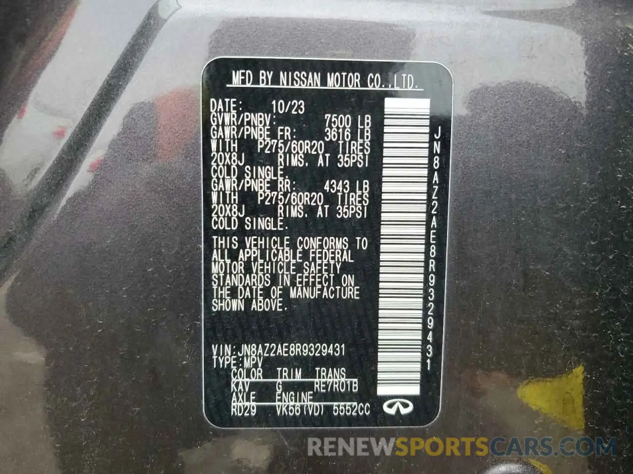 13 Фотография поврежденного автомобиля JN8AZ2AE8R9329431 INFINITI QX80 2024