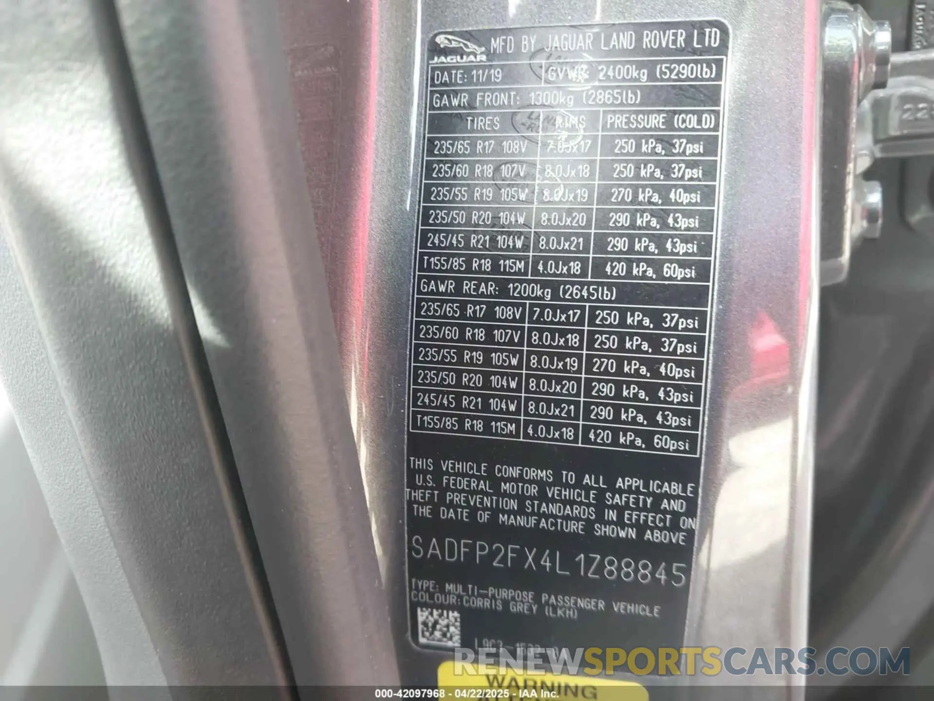 9 Фотография поврежденного автомобиля SADFP2FX4L1Z88845 JAGUAR E-PACE 2020
