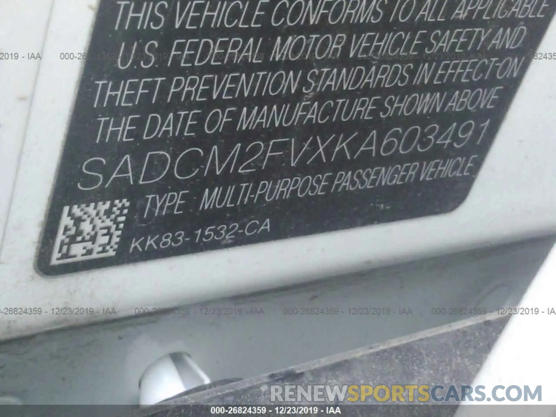 9 Photograph of a damaged car SADCM2FVXKA603491 JAGUAR F-PACE 2019