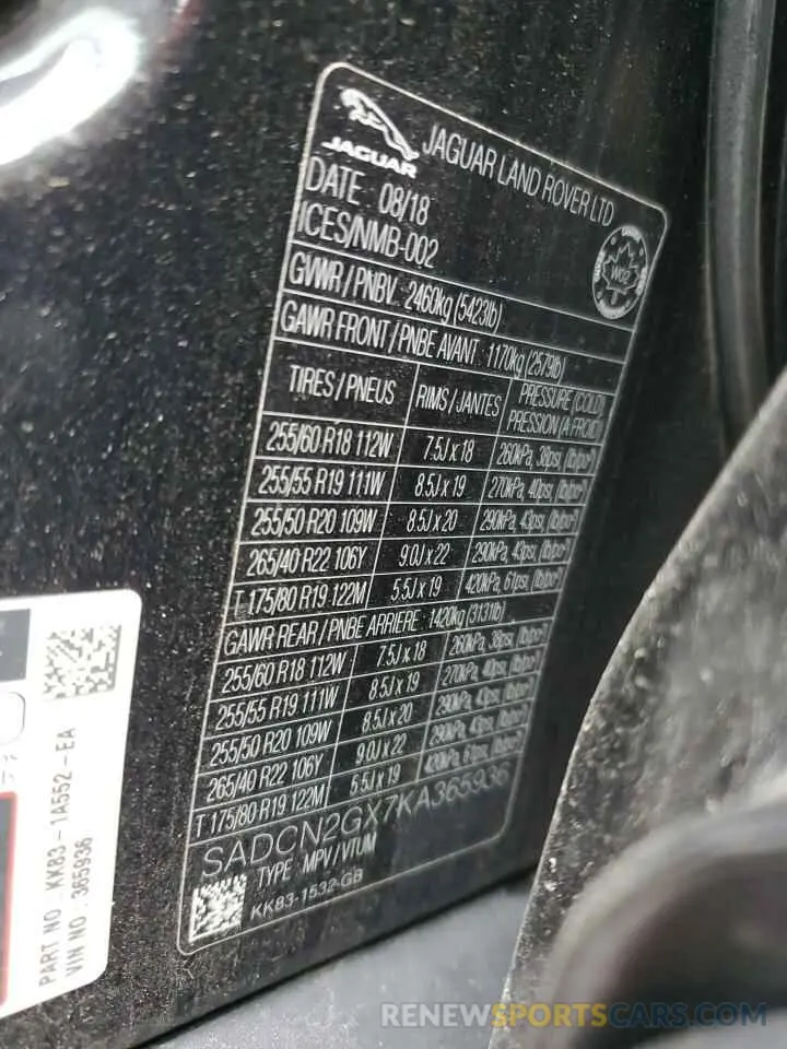 13 Photograph of a damaged car SADCN2GX7KA365936 JAGUAR F-PACE 2019