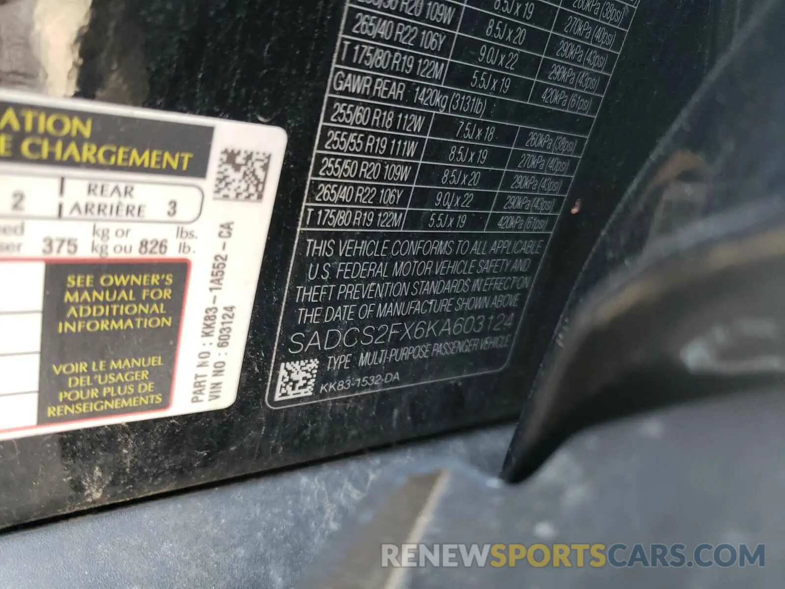 10 Photograph of a damaged car SADCS2FX6KA603124 JAGUAR F-PACE 2019