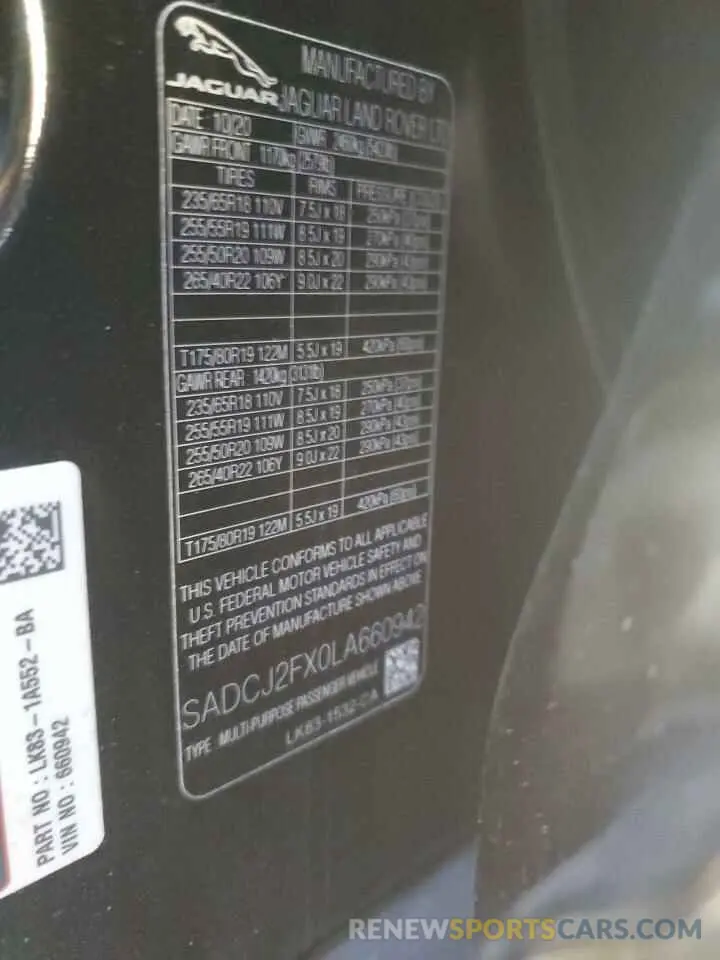 16 Photograph of a damaged car SADCJ2FX0LA660942 JAGUAR F-PACE 2020