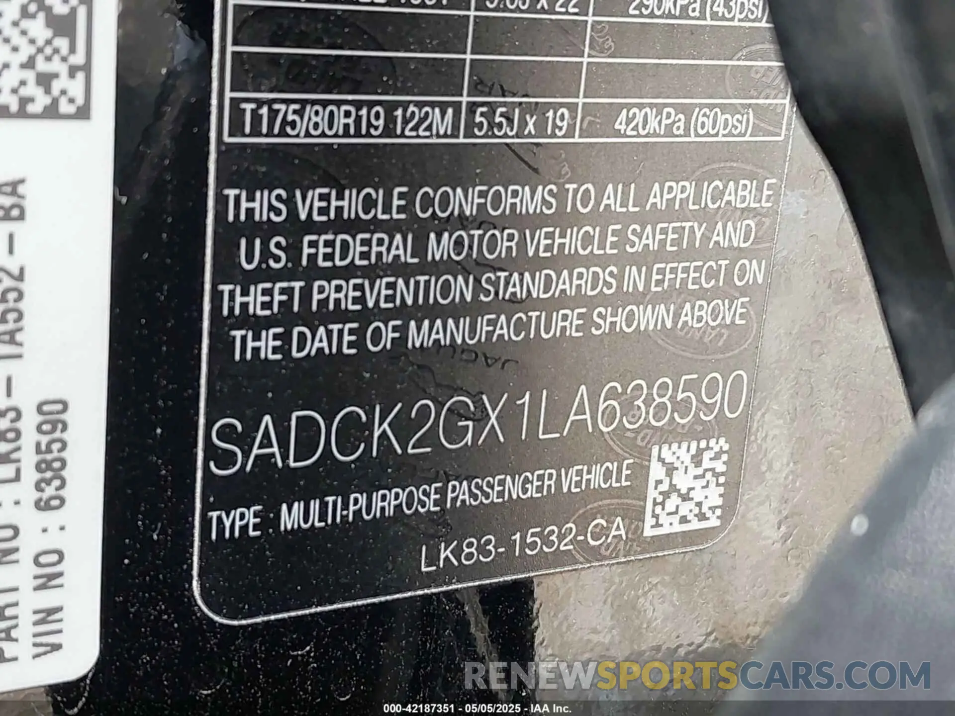 9 Фотография поврежденного автомобиля SADCK2GX1LA638590 JAGUAR F-PACE 2020